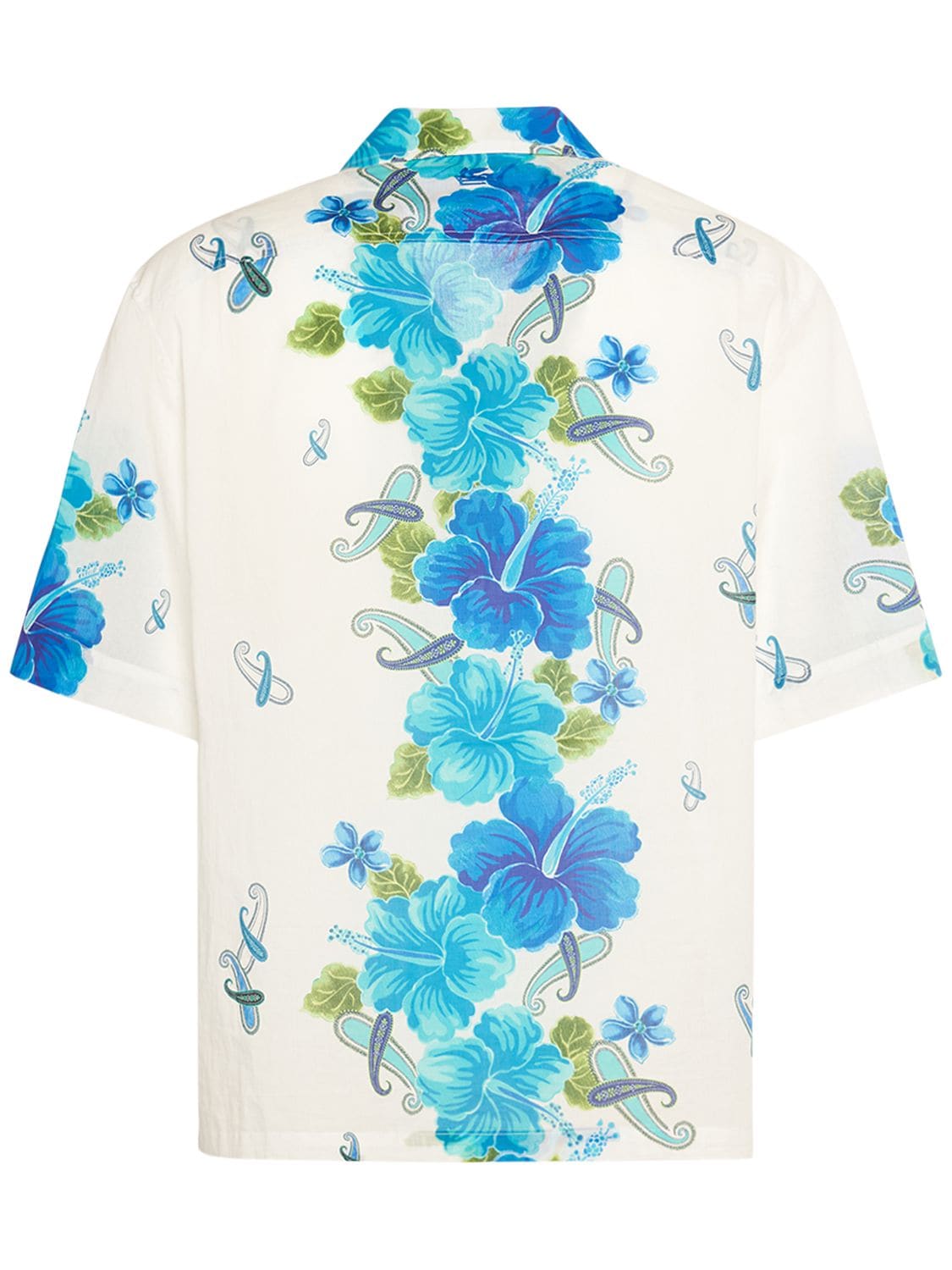 Shop Etro Floral Bowling Shirt In White,blue