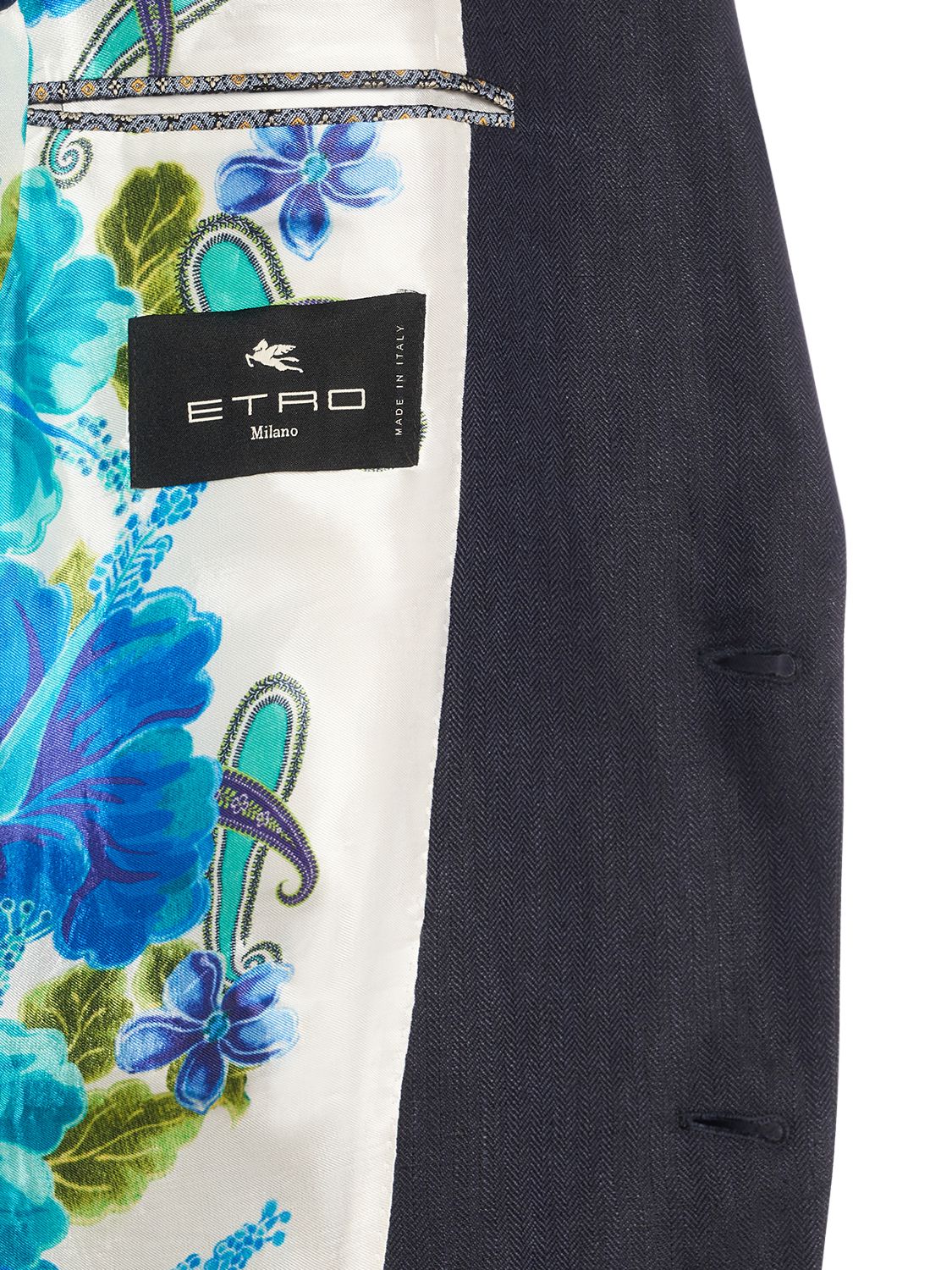 Shop Etro Single Breast Linen Blazer In Blue