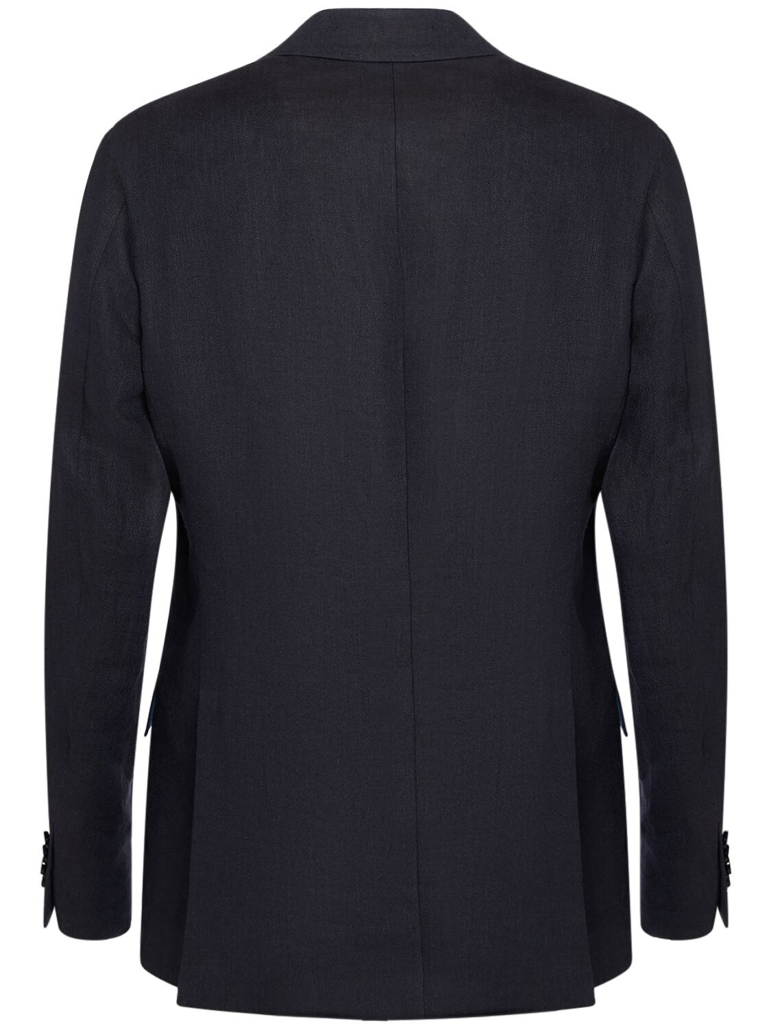 Shop Etro Single Breast Linen Blazer In Blue