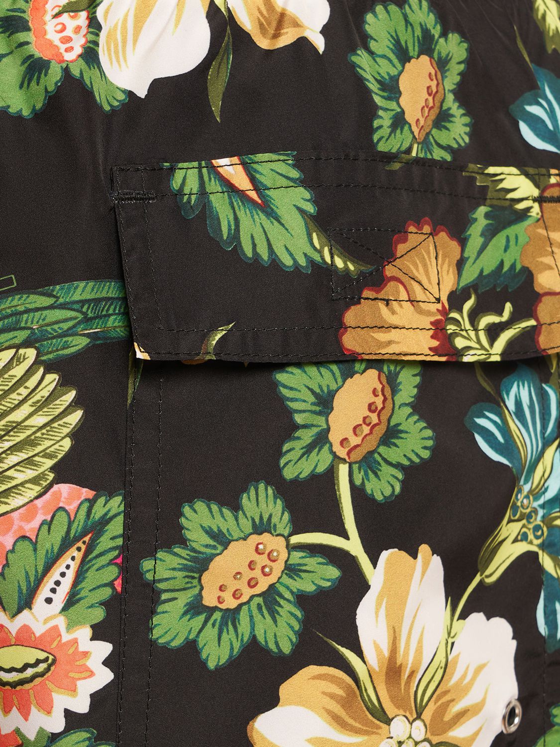 Shop Etro Floral Printed Swim Shorts In Black