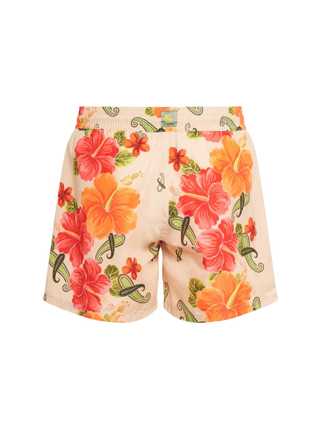 Shop Etro Floral Printed Swim Shorts In Beige,orange