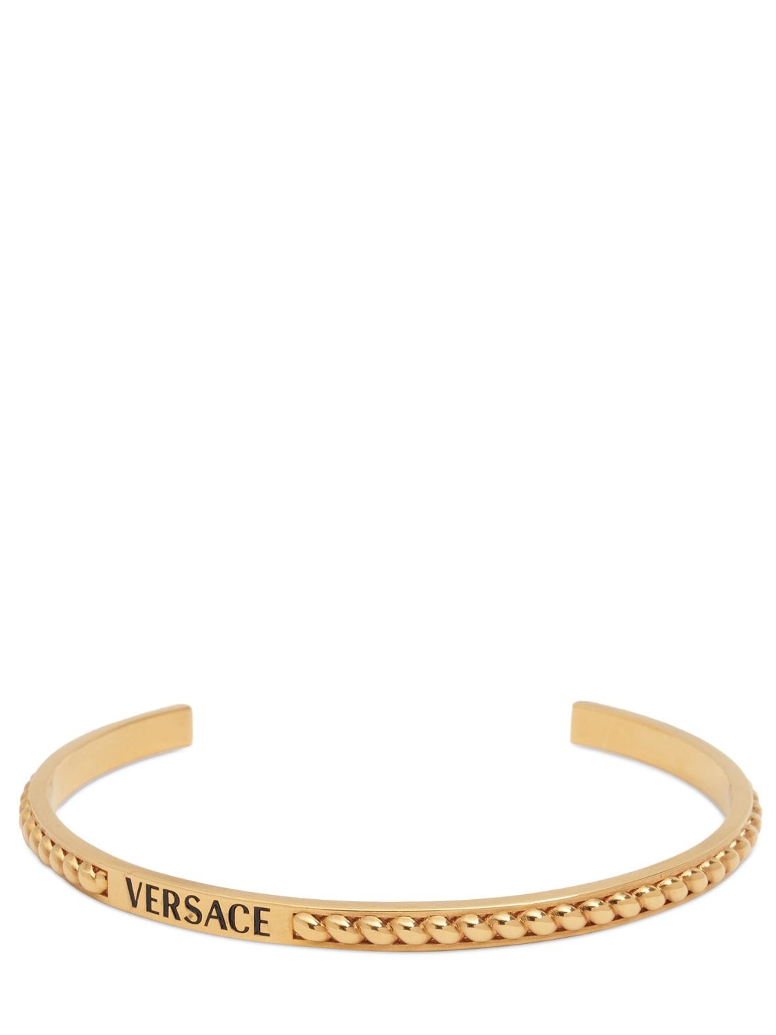 Shop Versace Metal Logo Bracelet In Gold