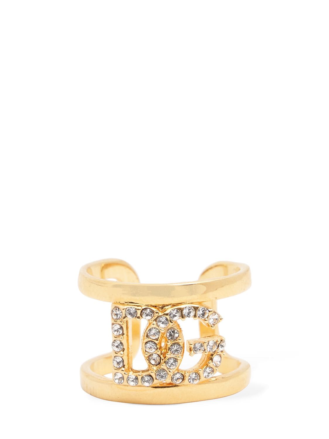 Dolce & Gabbana Dg Crystal Open Ring In Gold,crystal