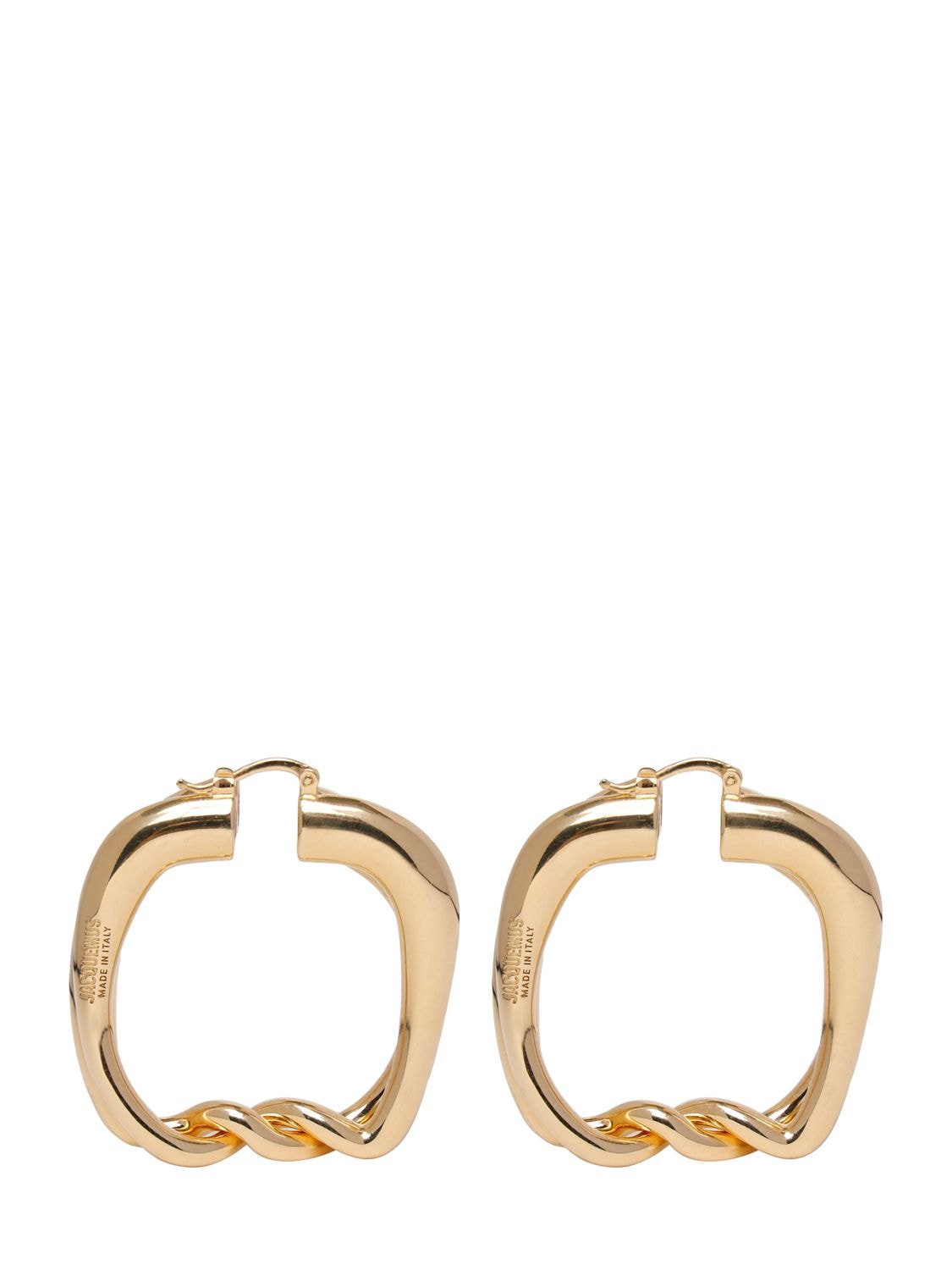 Jacquemus Les Petites Creoles Nodi Earrings In Light Gold