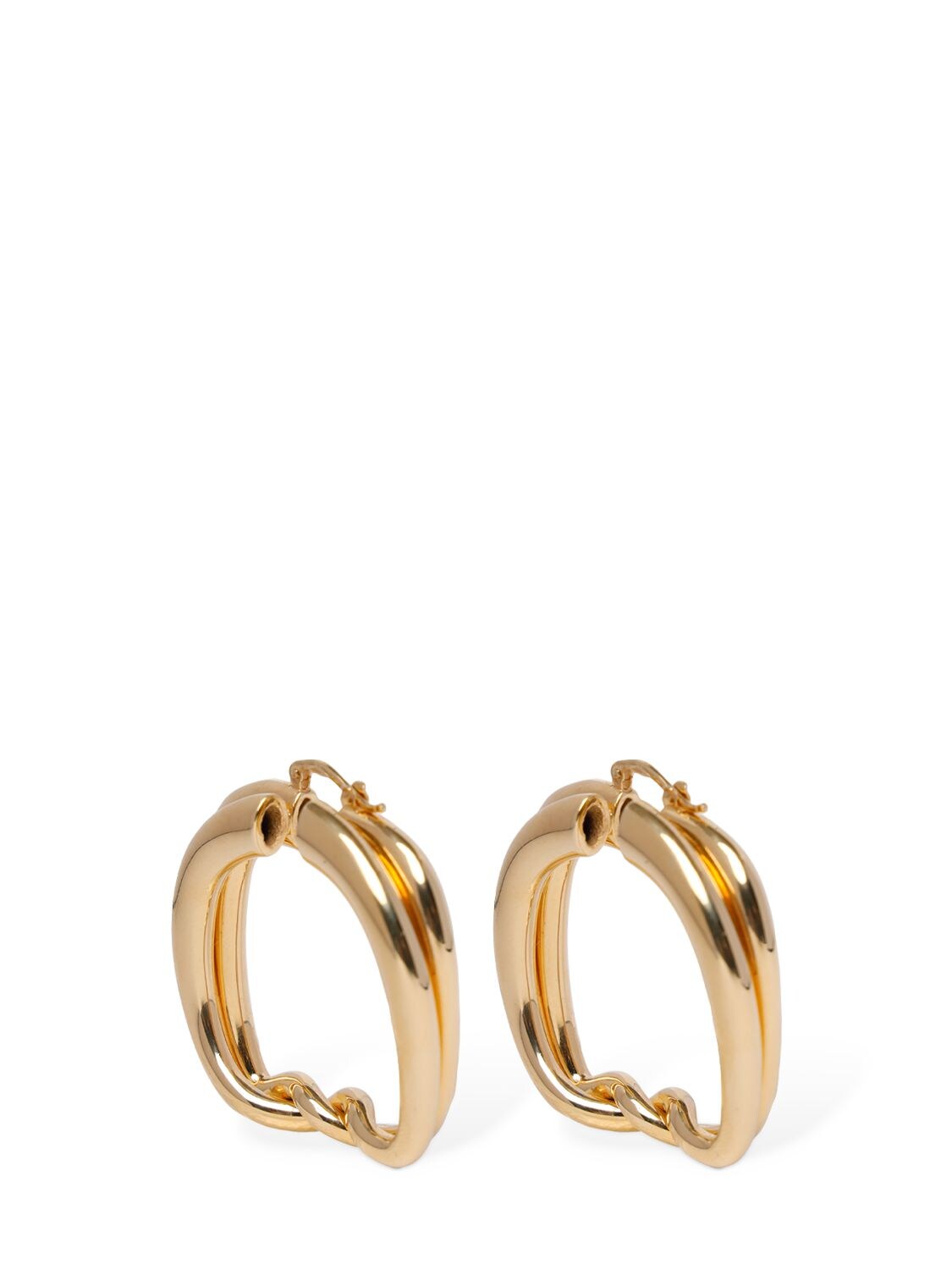 Shop Jacquemus Les Petites Creoles Nodi Earrings In Light Gold