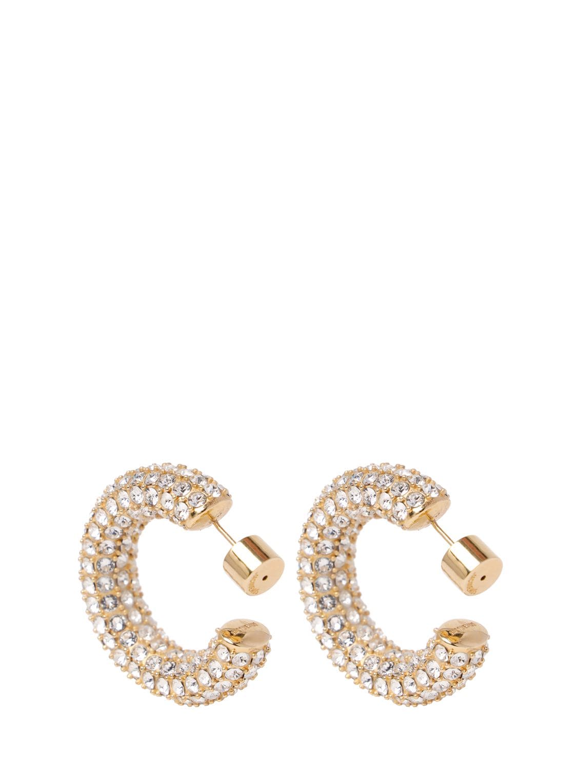 Shop Jacquemus Les Creoles Strass Hoop Earrings In Light Gold