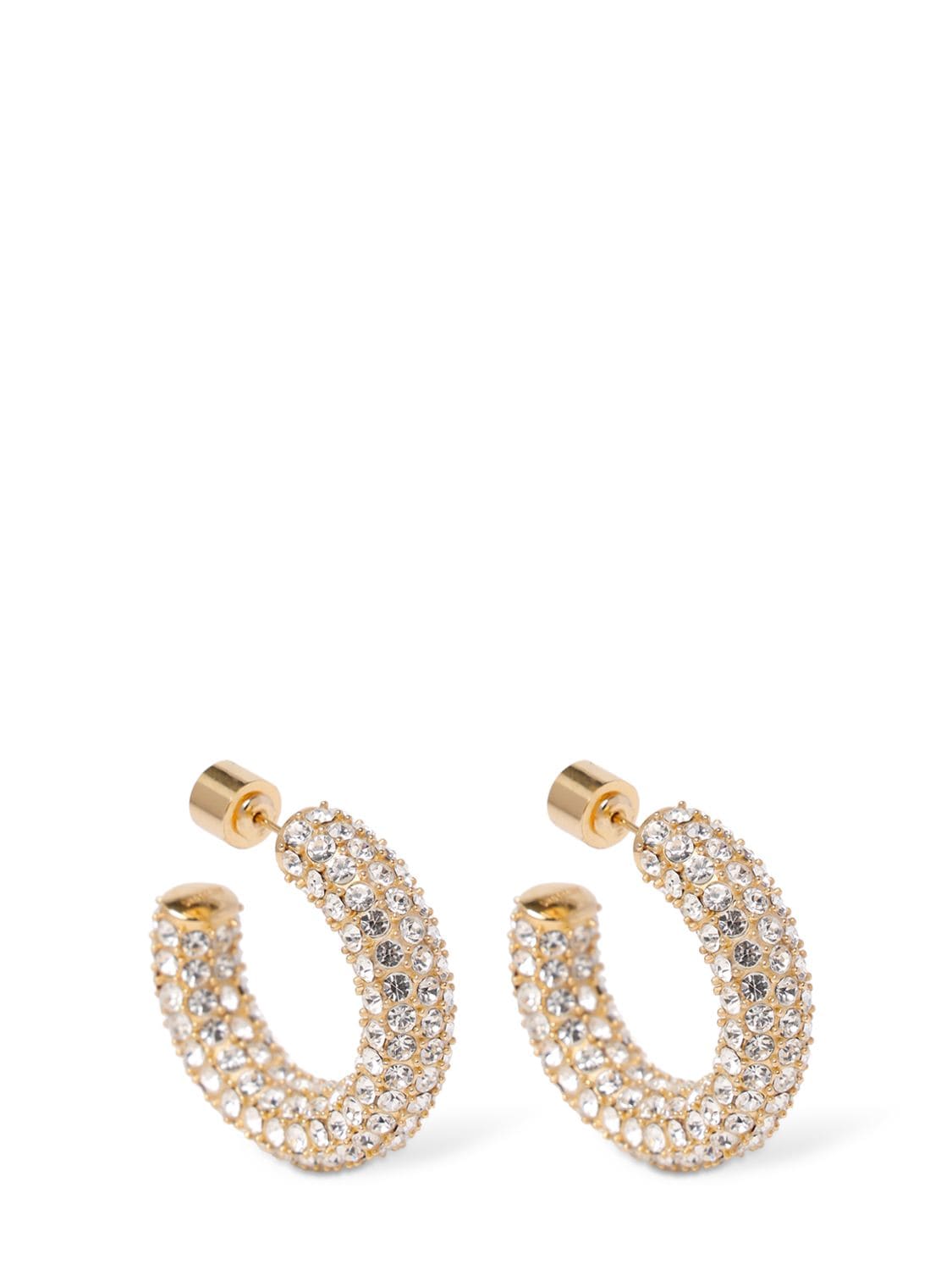 Jacquemus Les Creoles Strass Hoop Earrings In Light Gold