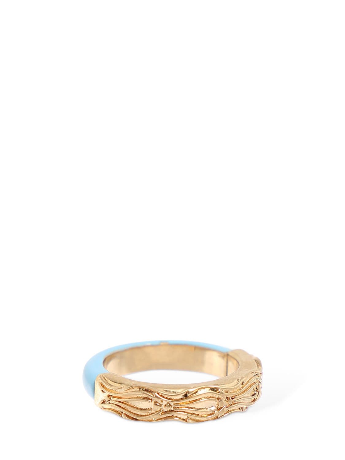 Shop Maison Margiela Bicolor Enamel Crystal Star Thin Ring In Gold,blue