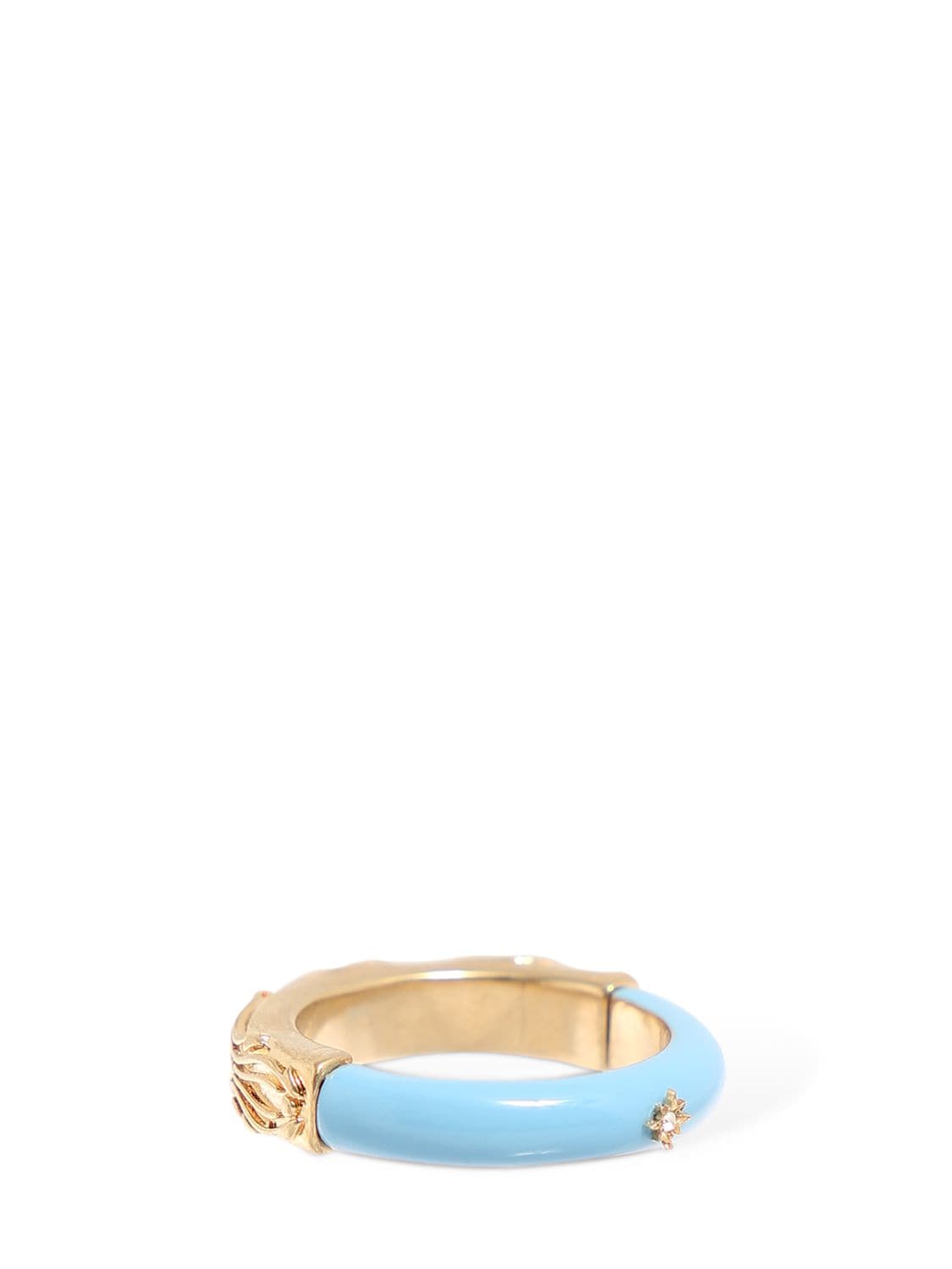 Maison Margiela Bicolor Enamel Crystal Star Thin Ring In Gold,blue