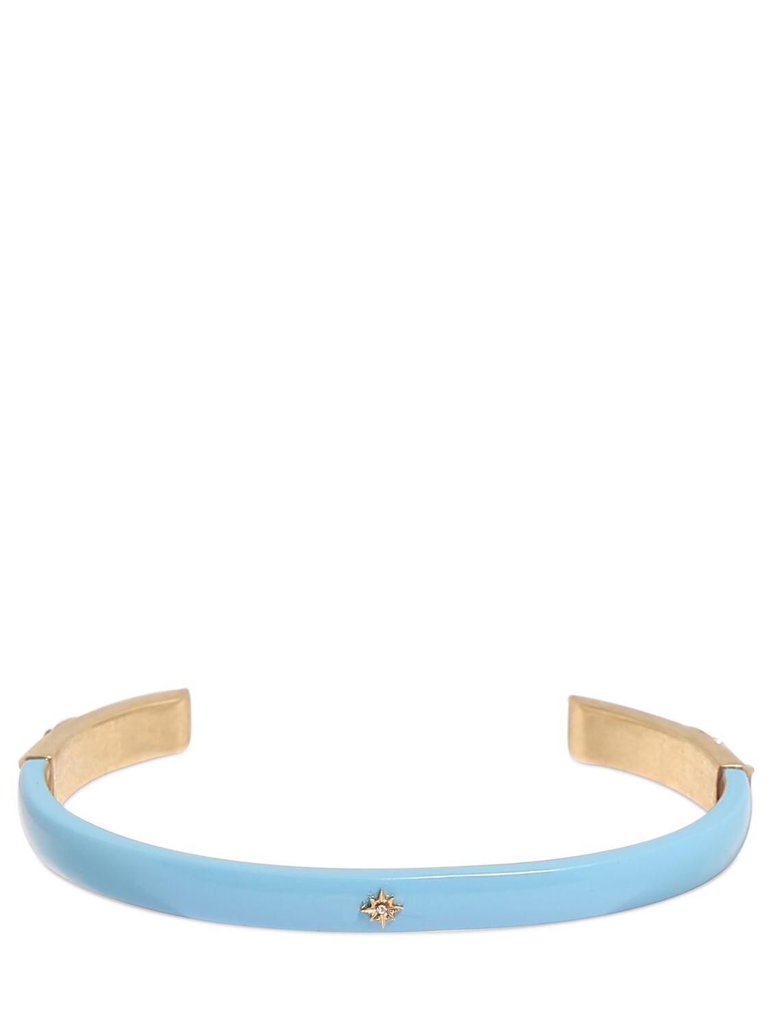 Maison Margiela Enamel Crystal Star Cuff Bracelet In Gold,blue
