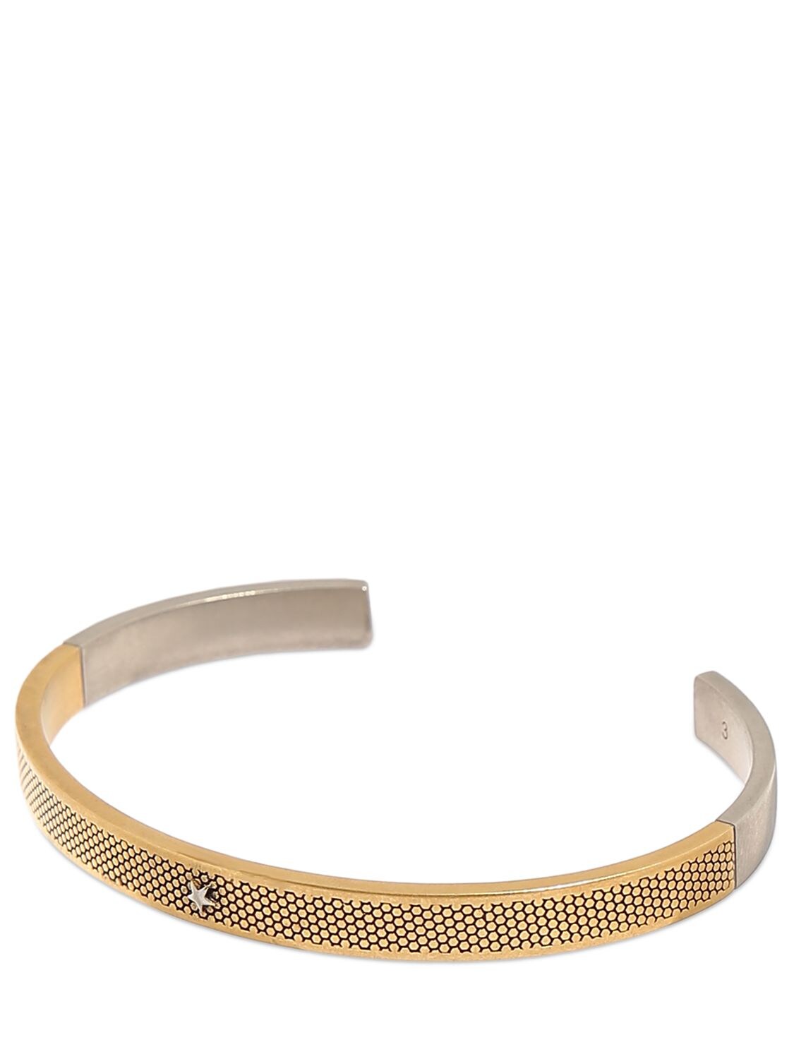 Shop Maison Margiela Engraved Cuff Bracelet W/ Star In Gold,silver