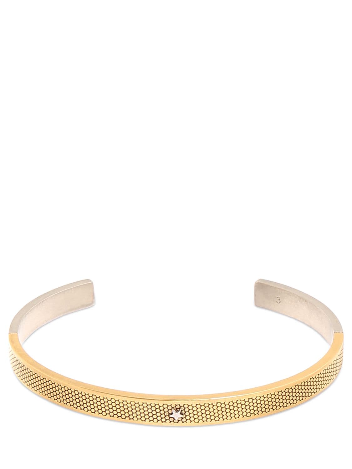 Maison Margiela Engraved Cuff Bracelet W/ Star In Gold,silver
