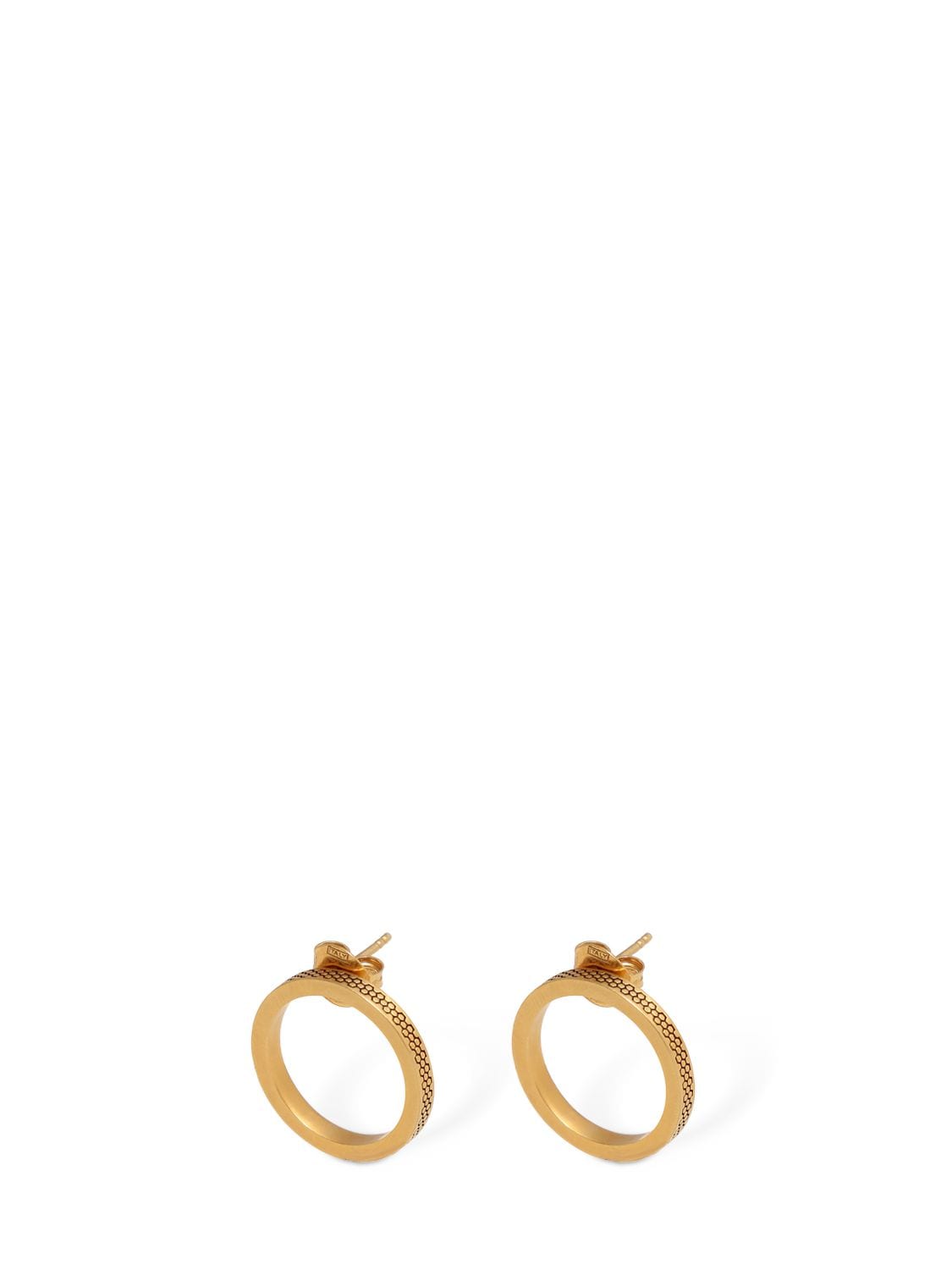 Shop Maison Margiela Engraved Stud Earrings W/ Star In Gold