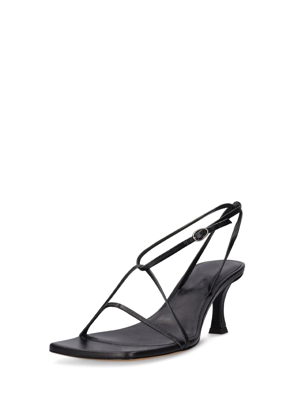 Shop Proenza Schouler 60mm Square Toe Leather Sandals In Black