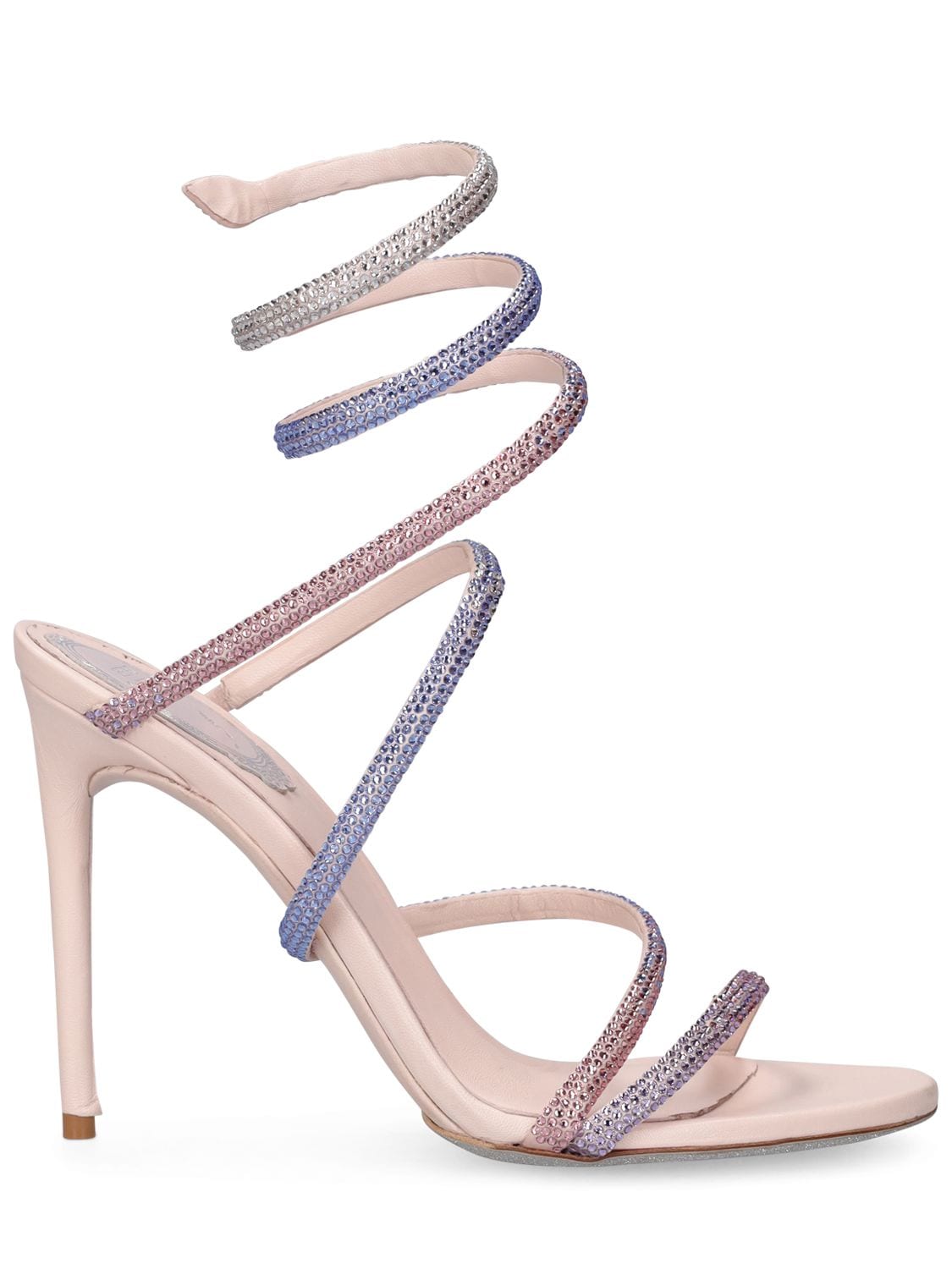 René Caovilla 105mm Embellished Leather Sandals In Pink,multi