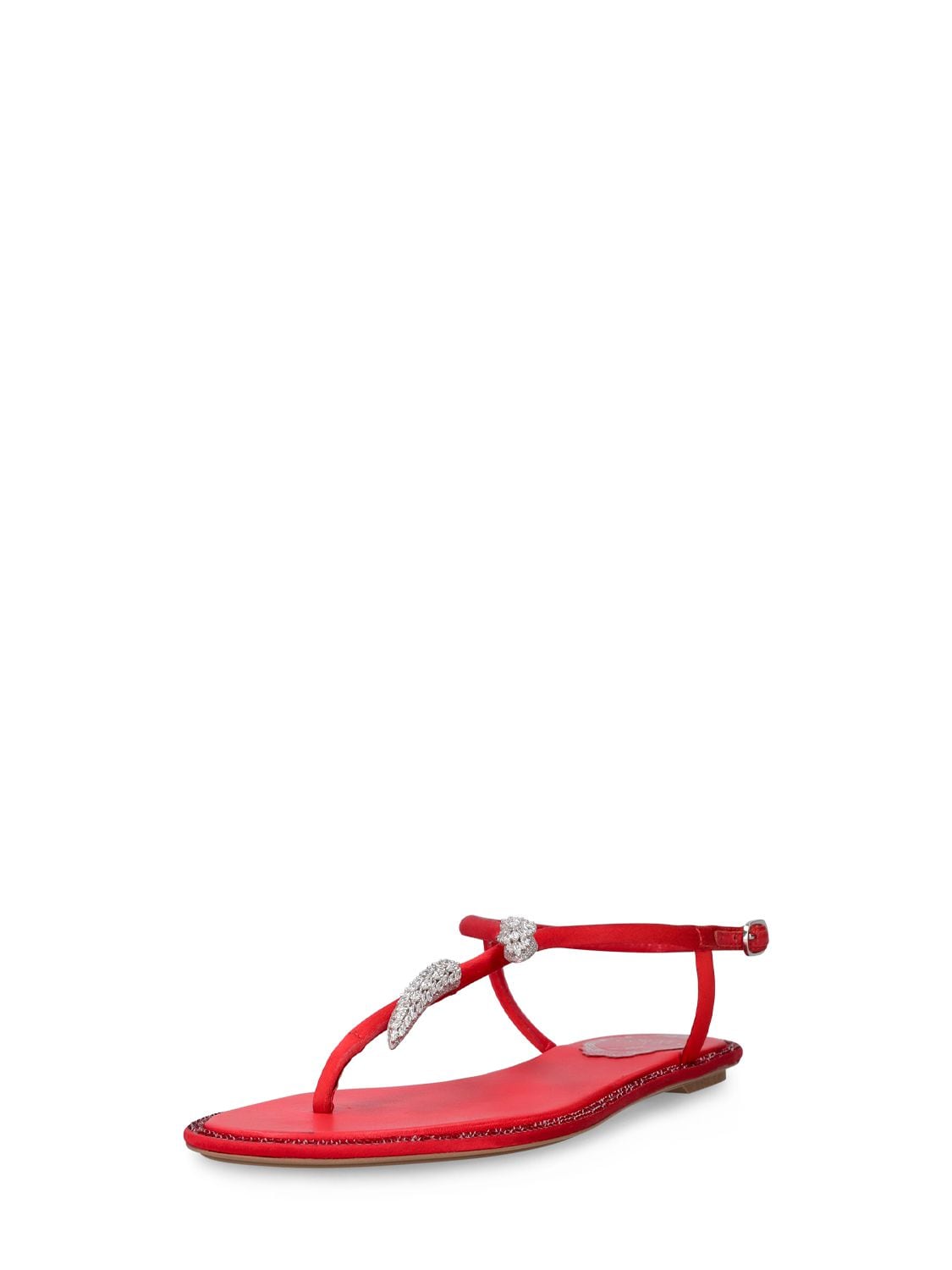 Shop René Caovilla 10mm Embellished Satin Sandals In Red