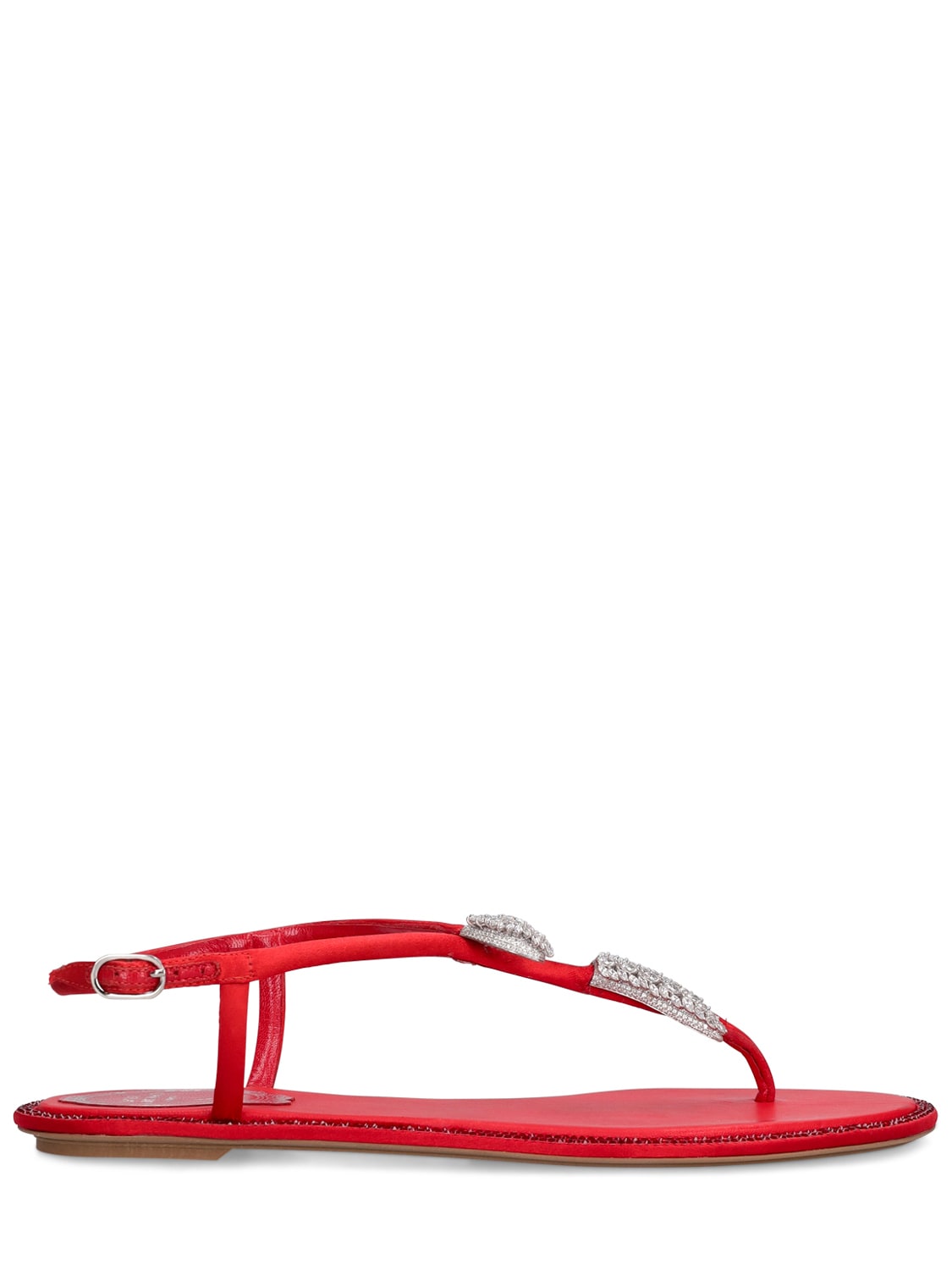 René Caovilla 10mm Embellished Satin Sandals In Red