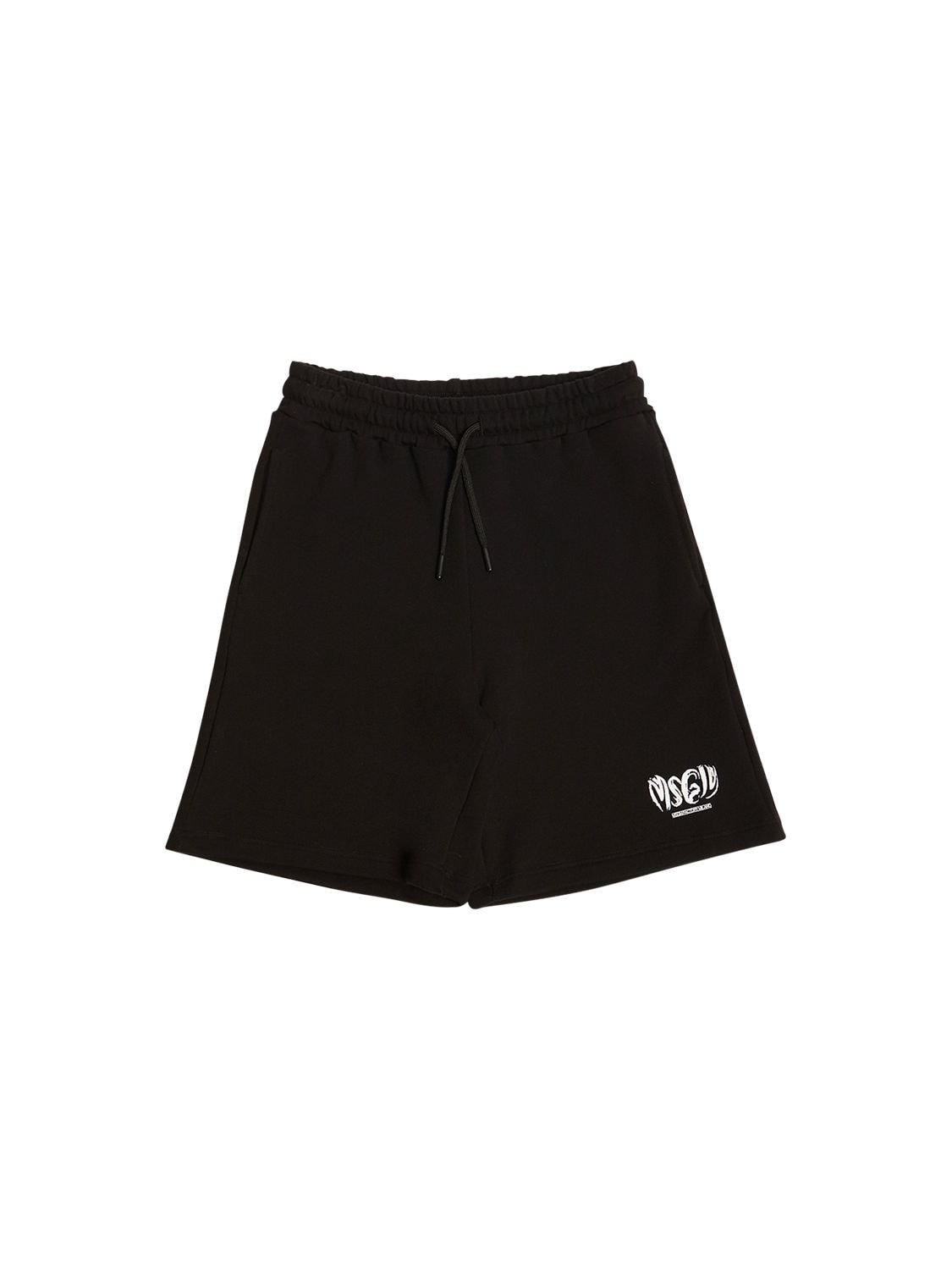Msgm Kids' Cotton Sweat Shorts In Black