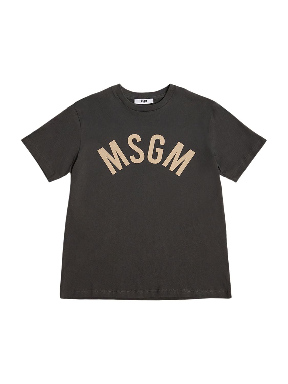 Msgm Kids' Printed Logo Cotton Jersey T-shirt In Dark Grey