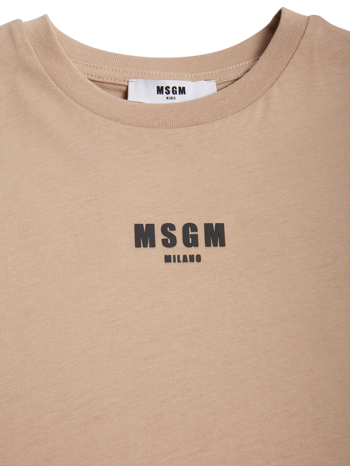 Shop Msgm Sleeveless Cotton Jersey T-shirt In Beige