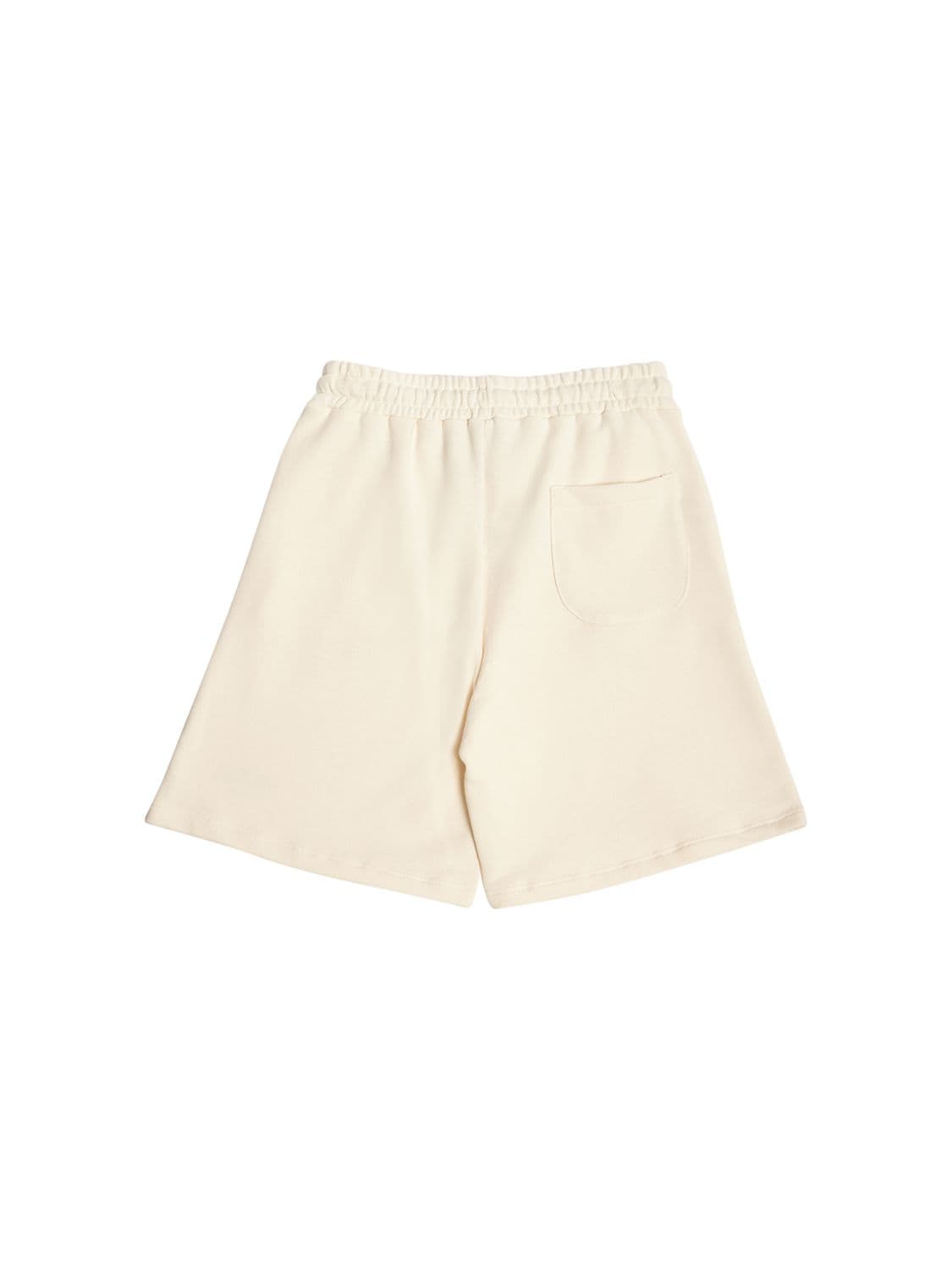 Shop Msgm Cotton Sweat Shorts W/pockets In White