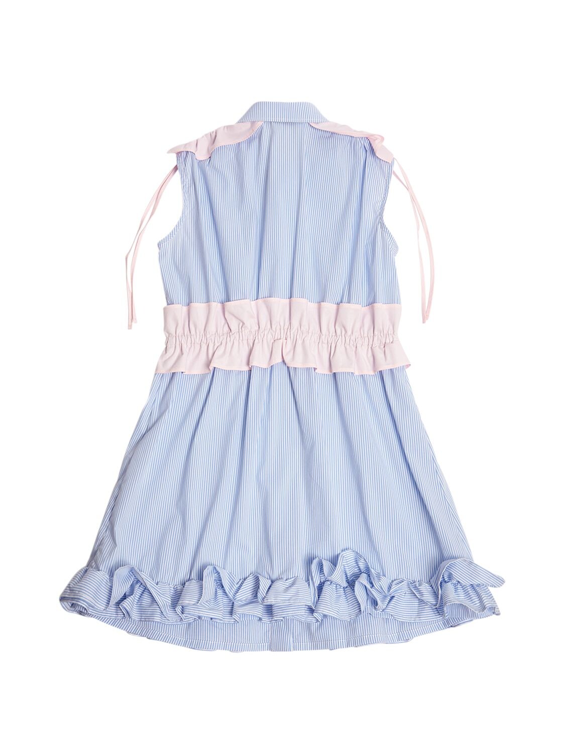Shop Msgm Cotton Poplin Shirt Dress In Light Blue,pink