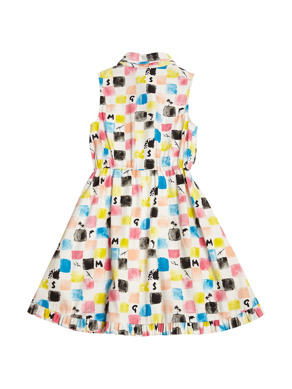 Shop Msgm Printed Cotton Satin Shirt Dress In Multicolor
