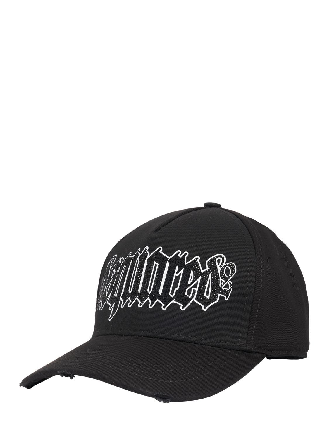 Shop Dsquared2 Gothic Logo Cotton Baseball Cap In Black