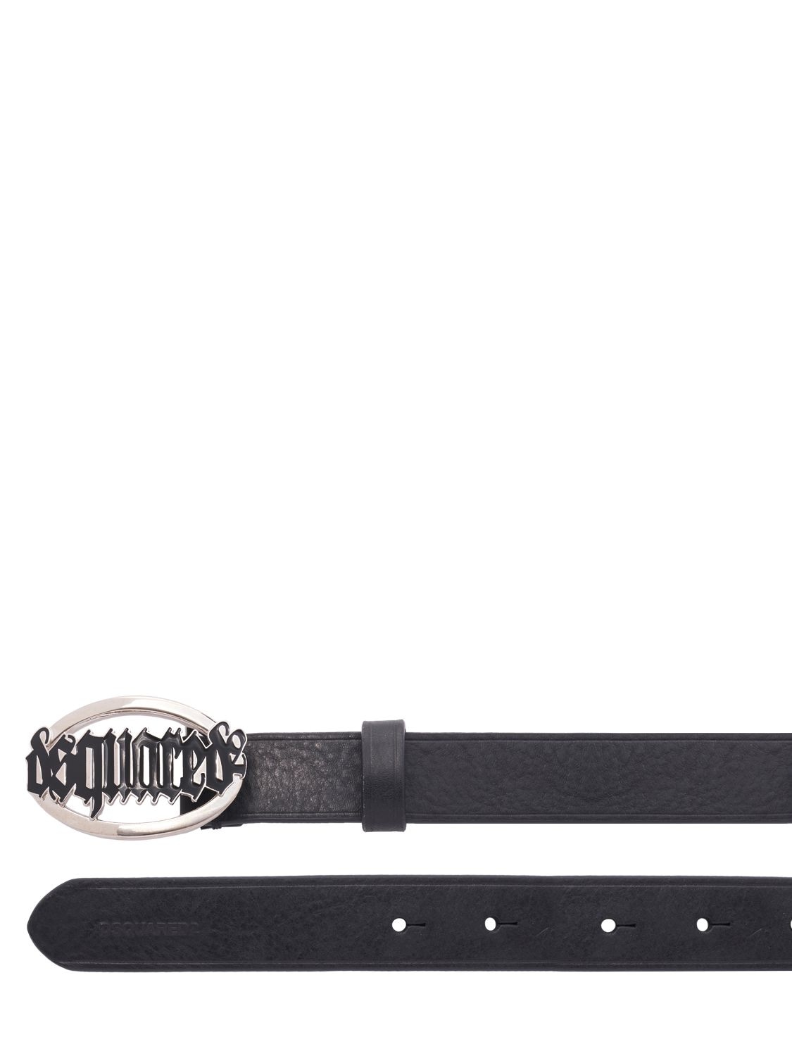 Shop Dsquared2 20mm Gothic  Leather Belt In Black,palladium