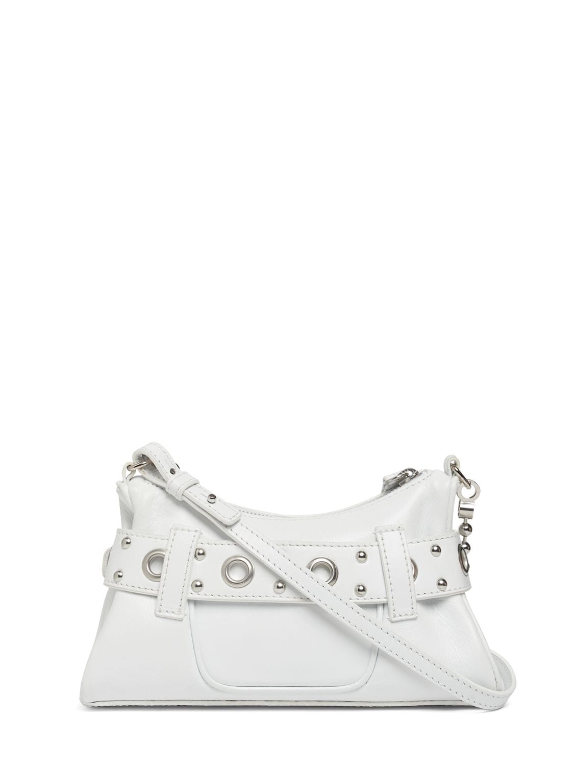 Shop Dsquared2 Gothic Logo Belted Leather Clutch In White