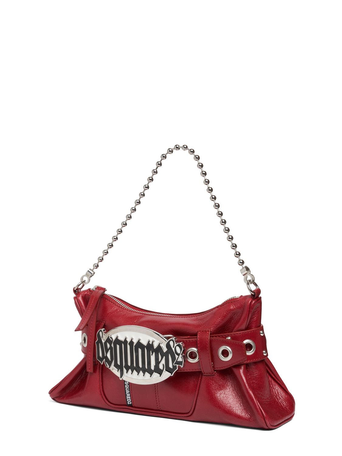 Shop Dsquared2 Gothic Logo Belted Leather Clutch In Amaranto