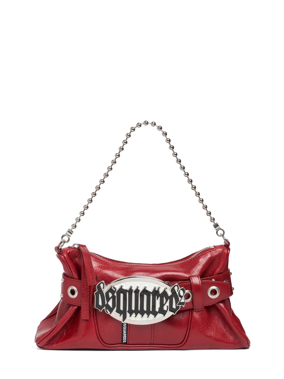 Dsquared2 Gothic Logo Belted Leather Clutch In Amaranto