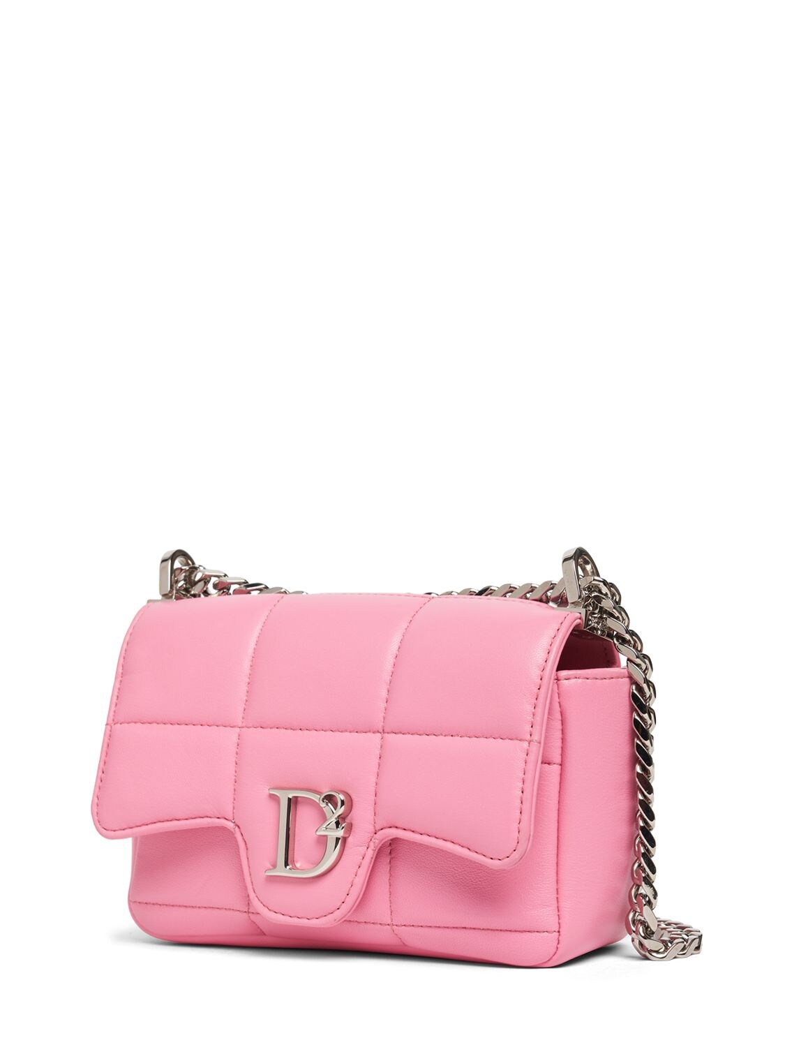 Shop Dsquared2 D2 Statement Soft Leather Crossbody Bag In Pink,palladium