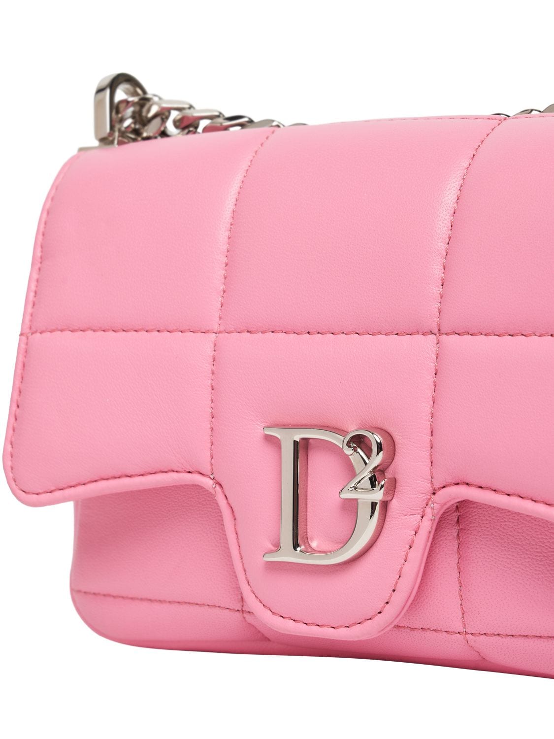 Shop Dsquared2 D2 Statement Soft Leather Crossbody Bag In Pink,palladium