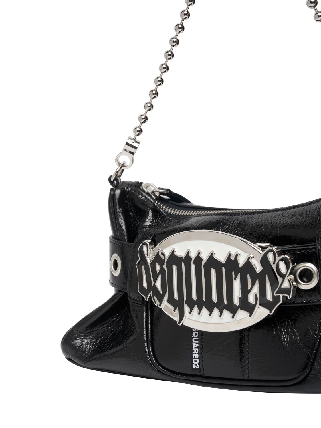 Shop Dsquared2 Gothic Logo Belted Leather Bag In Black