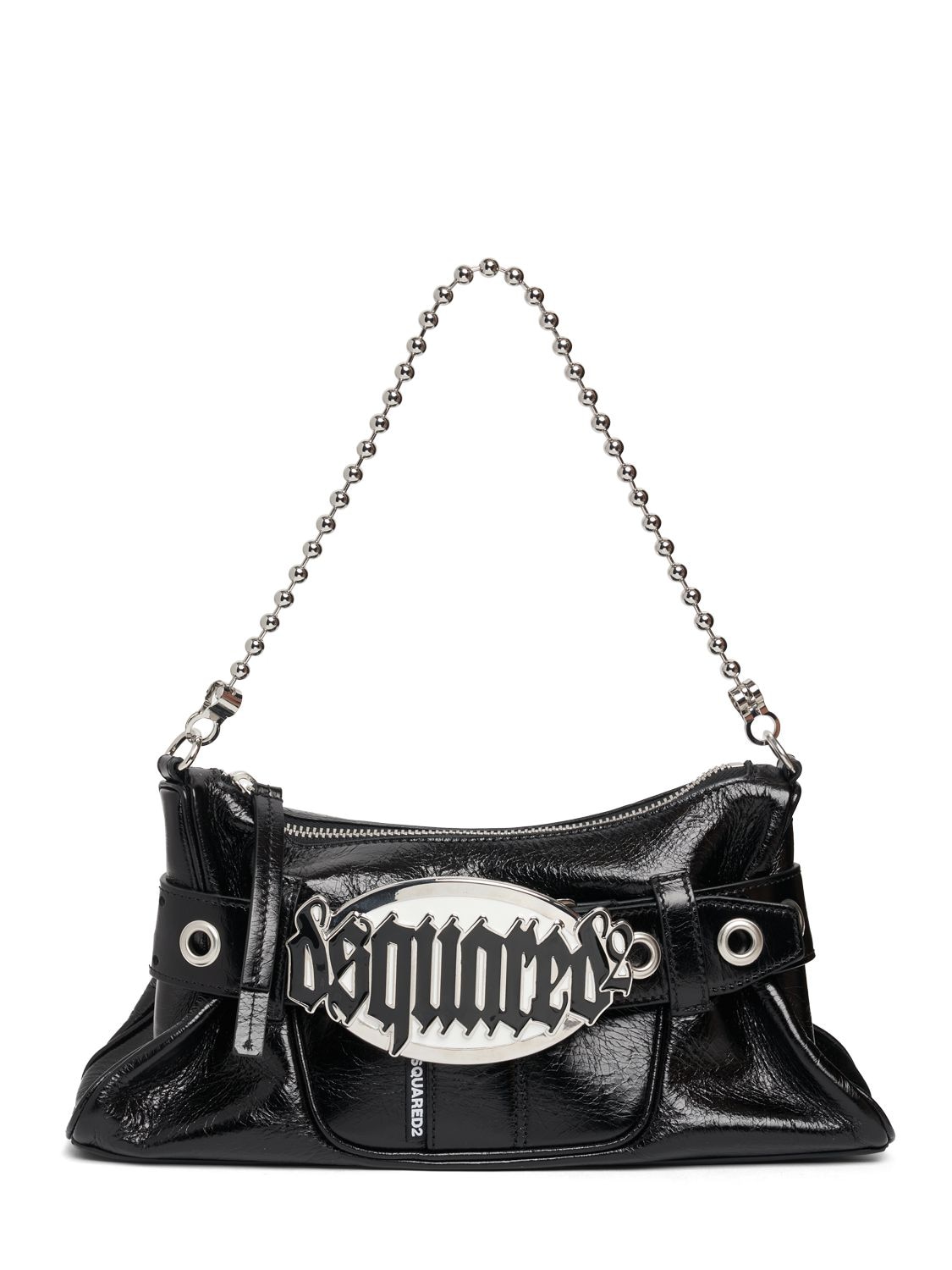 Dsquared2 Gothic Logo Belted Leather Bag In Black