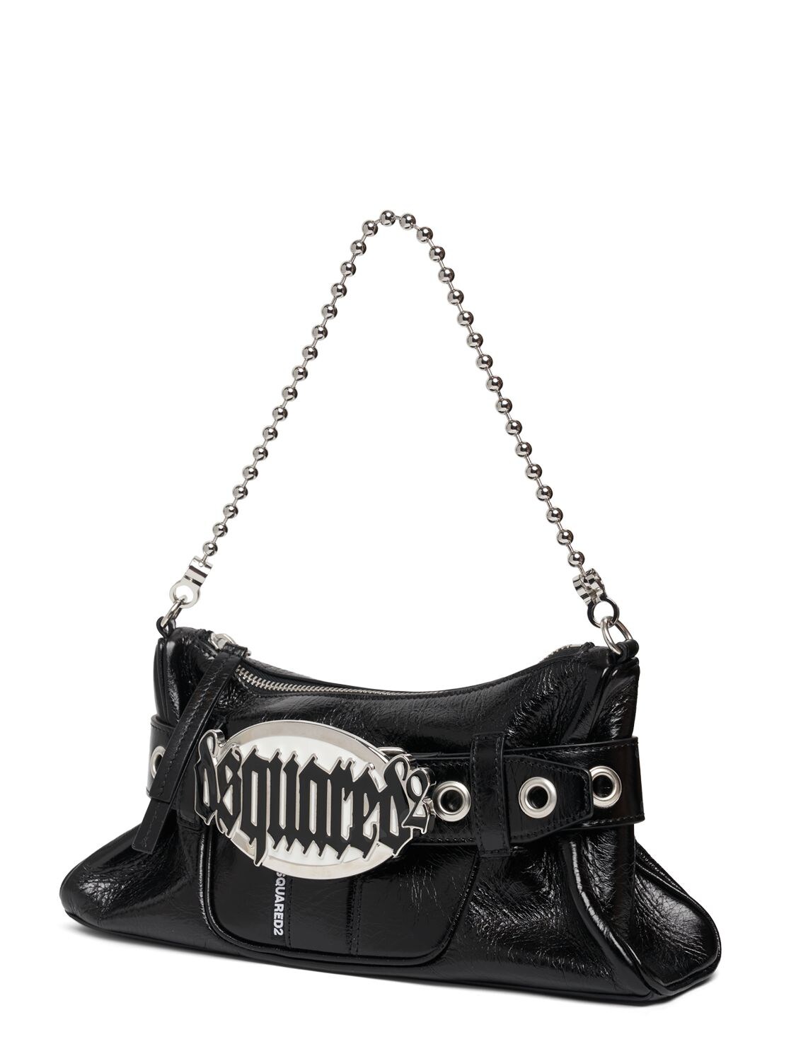 Shop Dsquared2 Gothic Logo Belted Leather Bag In Black