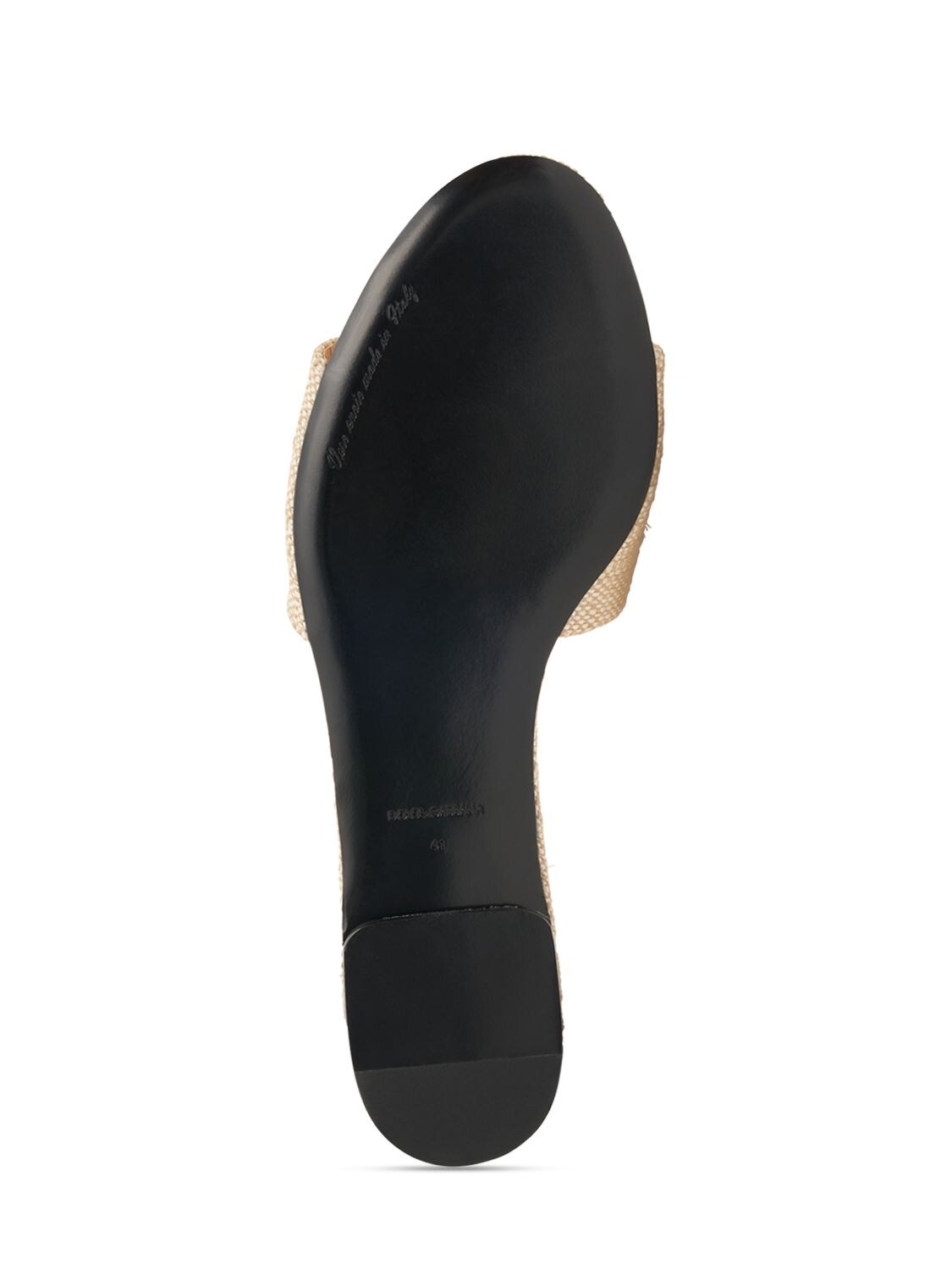 Shop Dolce & Gabbana Bianca Raffia Effect Slide Sandals In Beige