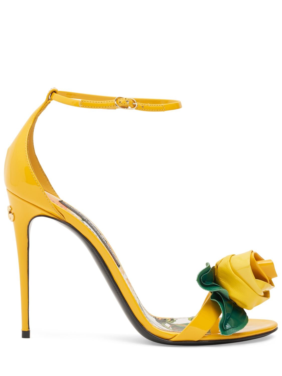 Dolce & Gabbana 105mm Keira Patent Leather Sandals In Gelb
