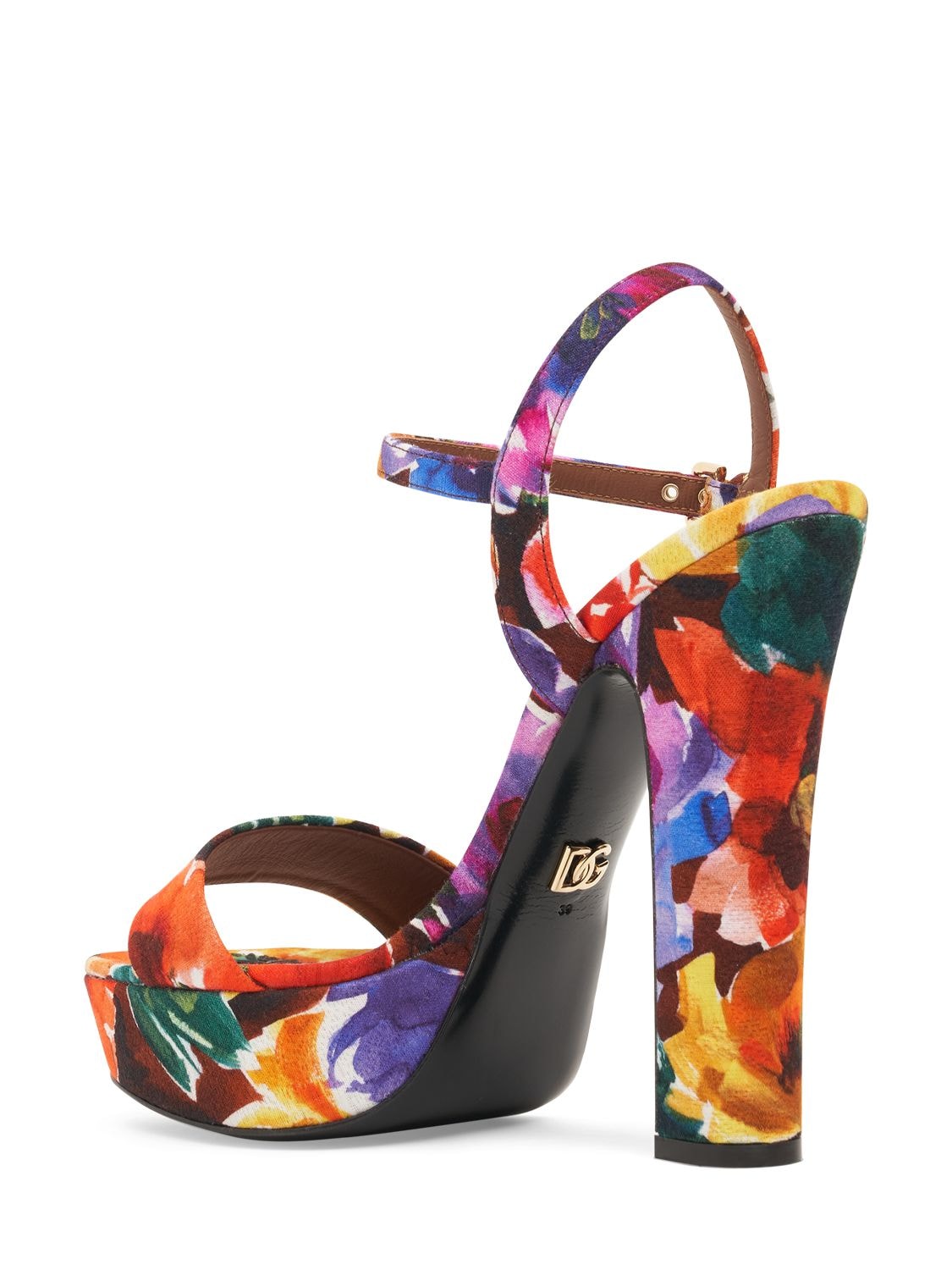 Shop Dolce & Gabbana 105mm Printed Canvas Platform Sandals In Bunt