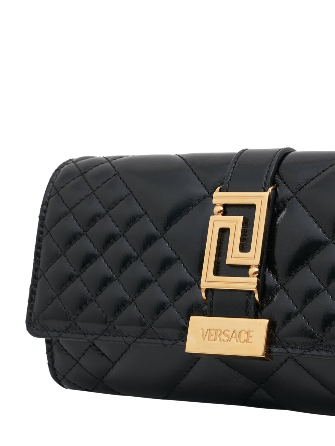 Shop Versace Mini Quilted Leather Shoulder Bag In 블랙