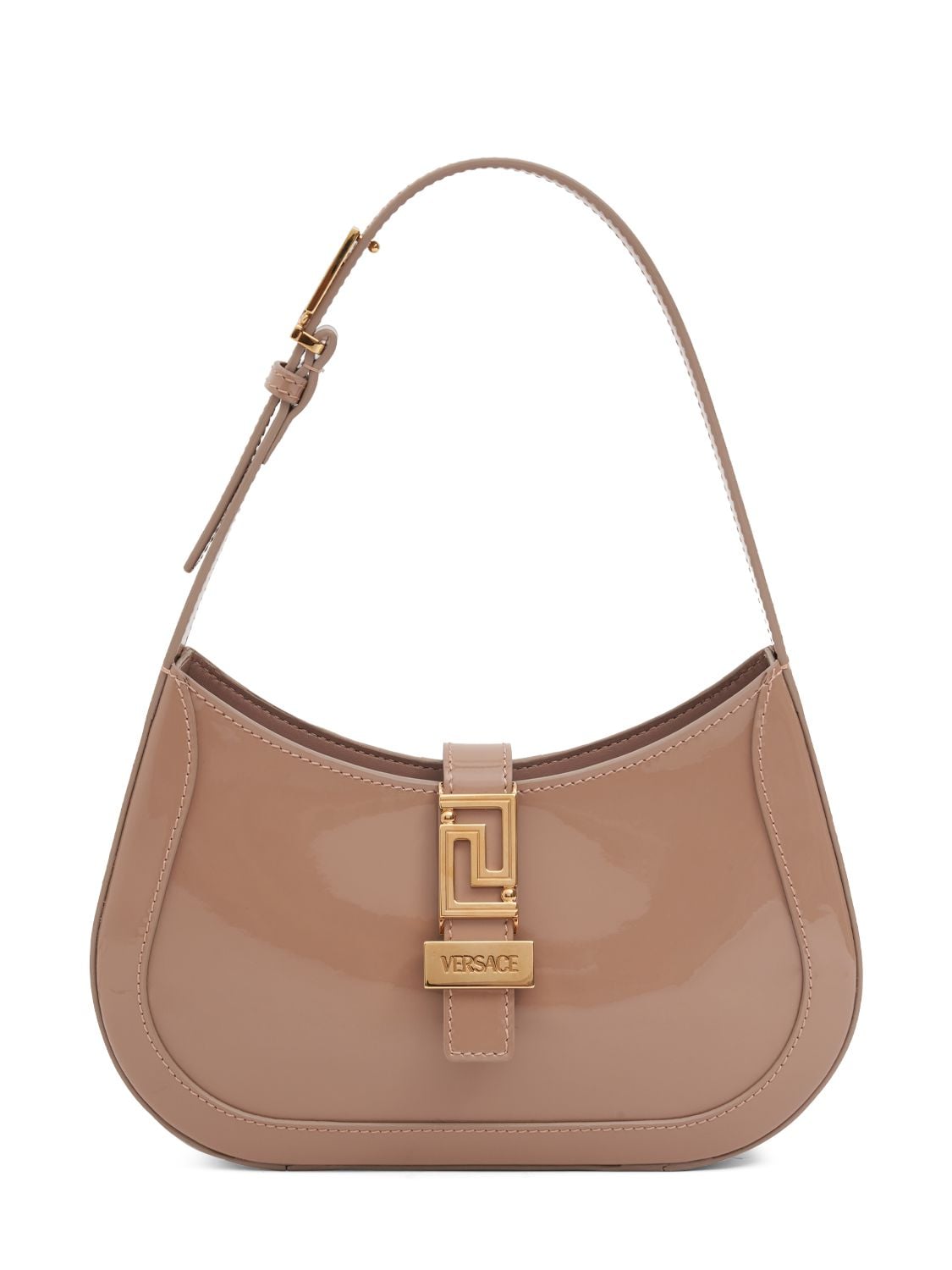 Versace Small Leather Hobo Bag In 블러쉬