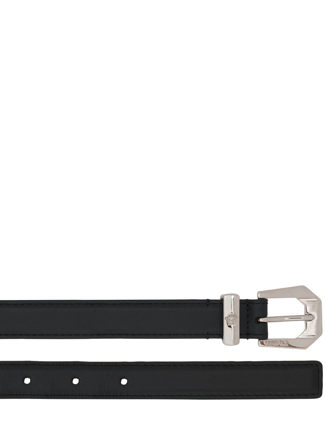 Shop Versace 20mm Leather Belt In Black,oro