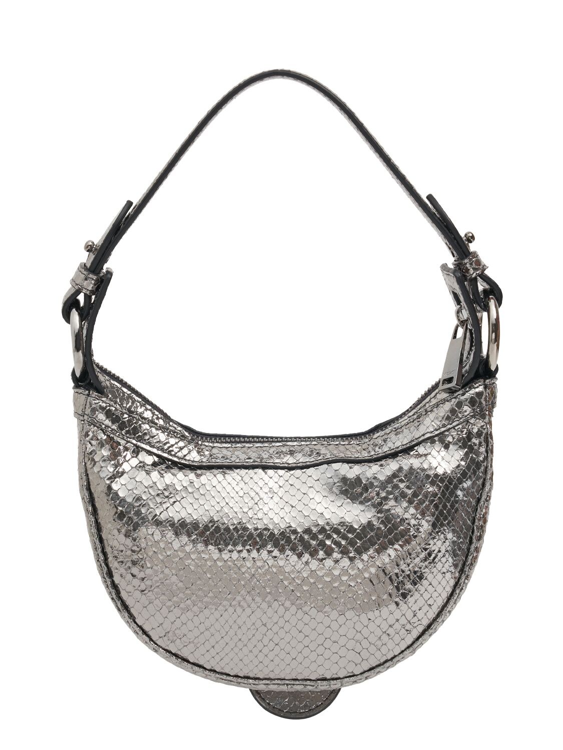 Shop Versace Mini Hobo Leather Shoulder Bag In 무연탄
