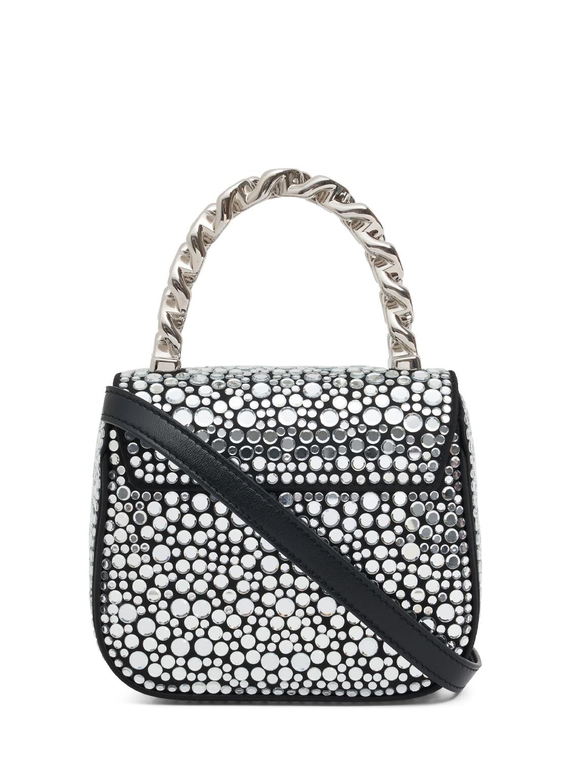 Shop Versace Mini Medusa Top Handle Bag In 실버,블랙