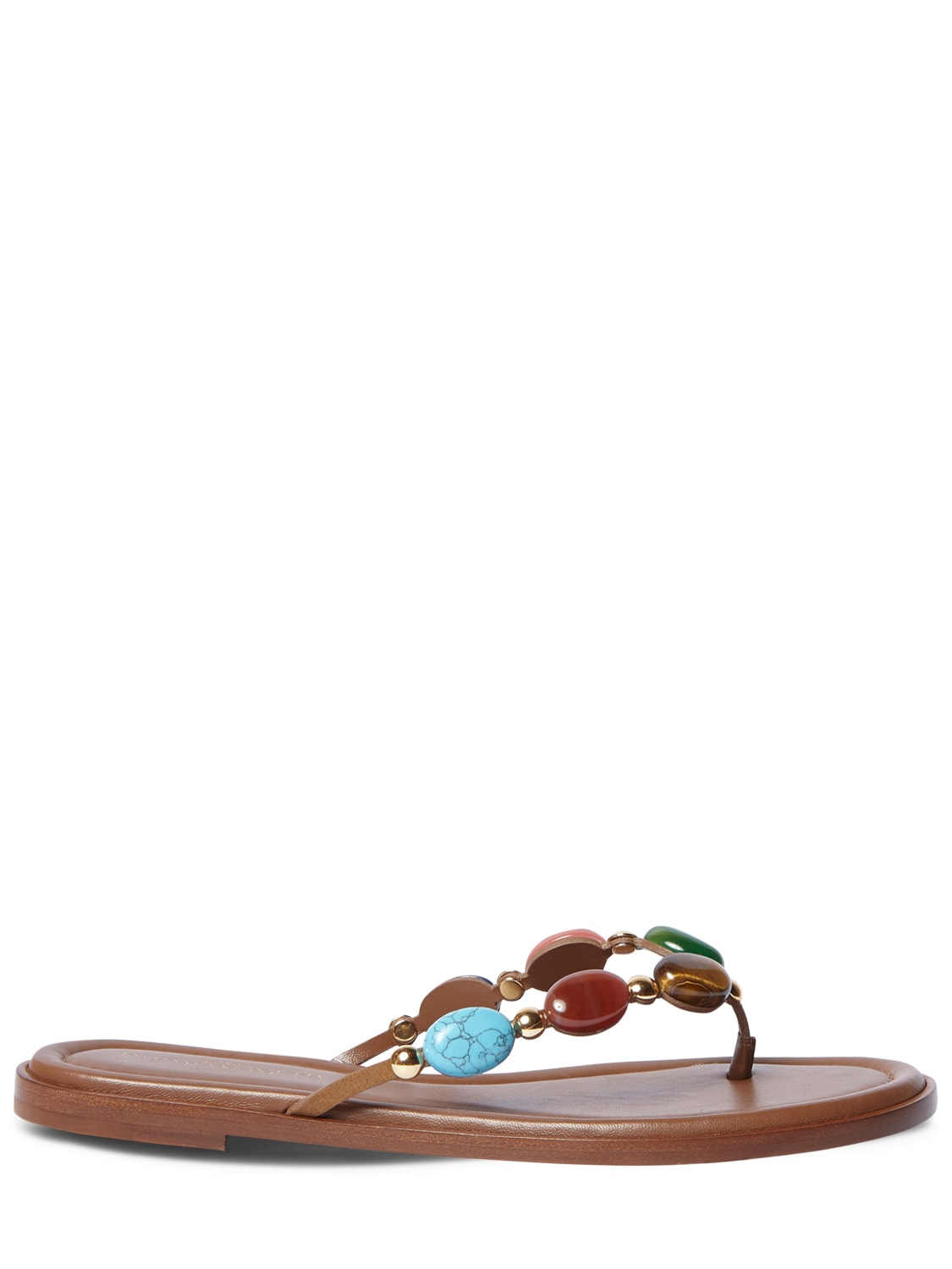 Shop Gianvito Rossi 5mm Shanti Leather Thong Sandals In Tan