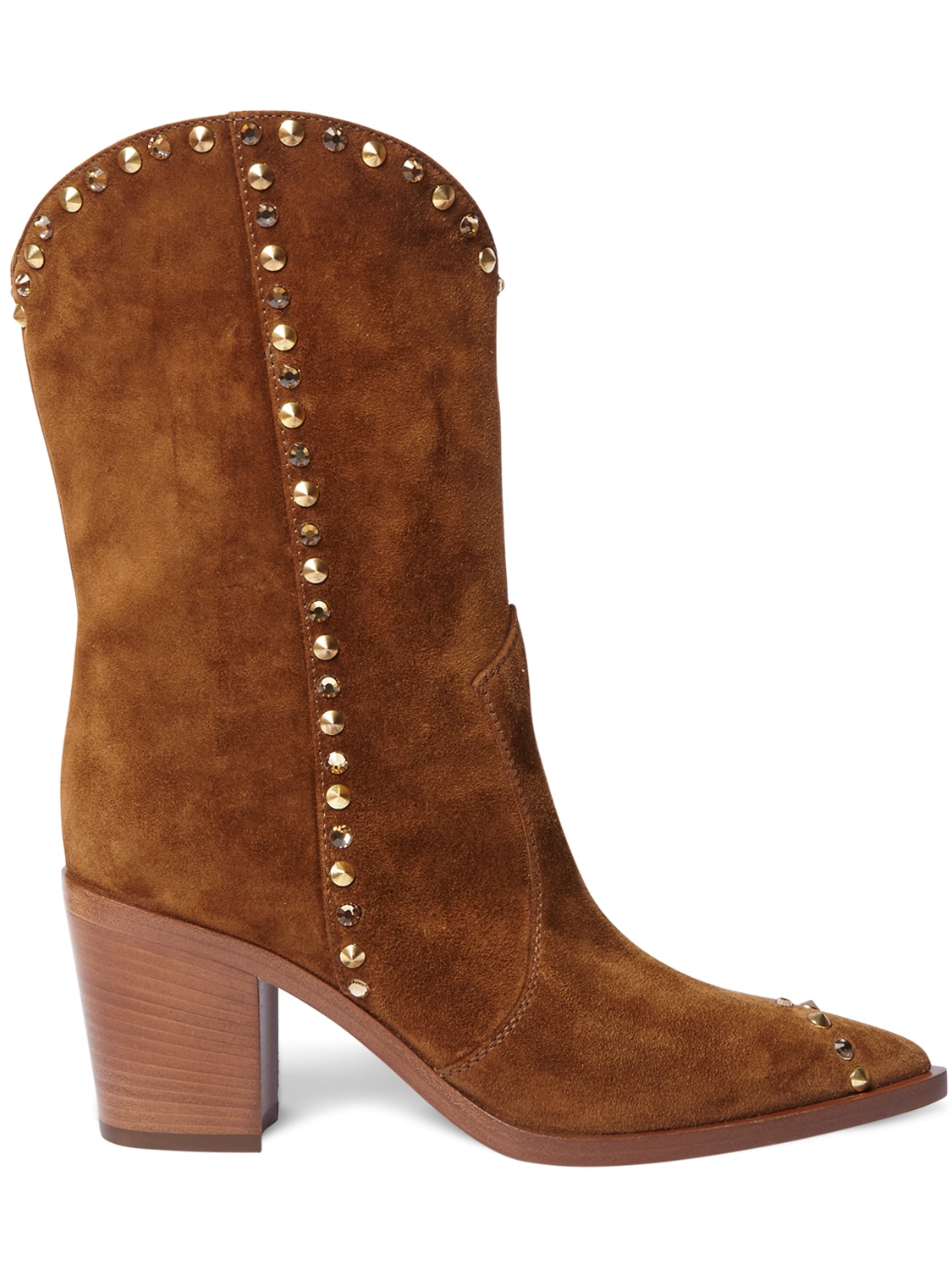 Gianvito Rossi 70mm Suede Cowboy Boots In Brown