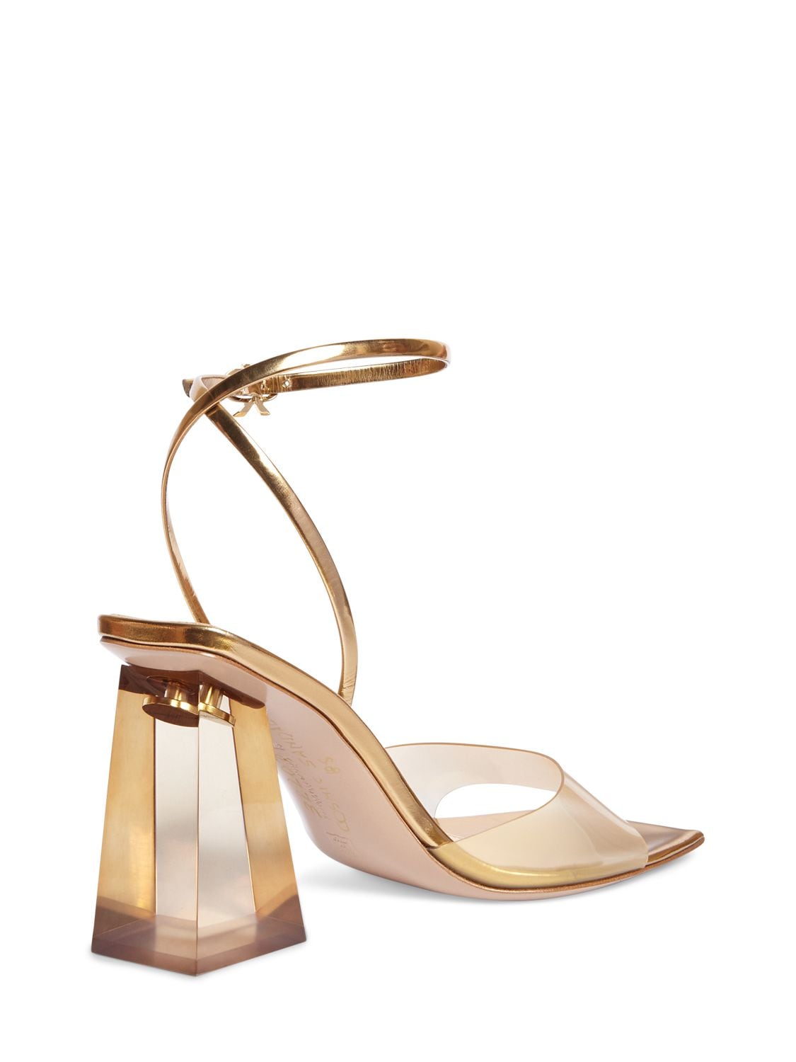 Shop Gianvito Rossi 85mm Cosmic Plexi Sandals In Gold