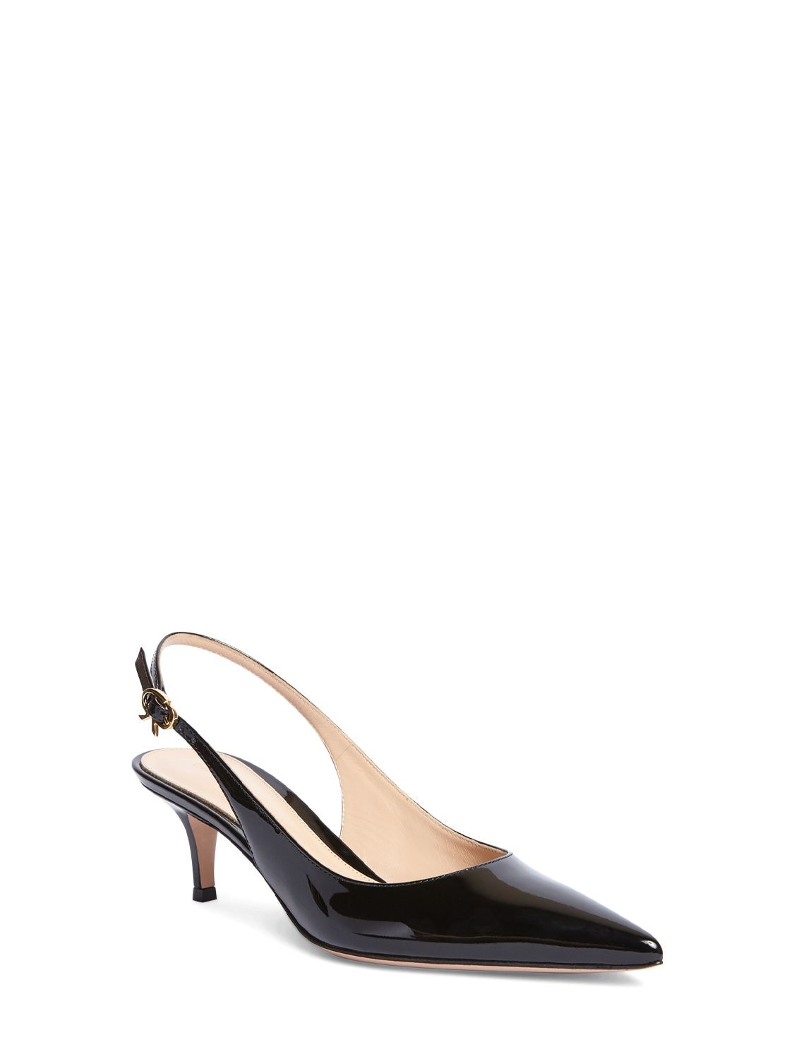 Shop Gianvito Rossi 55mm Ribbon Patent Leather Pumps In Black