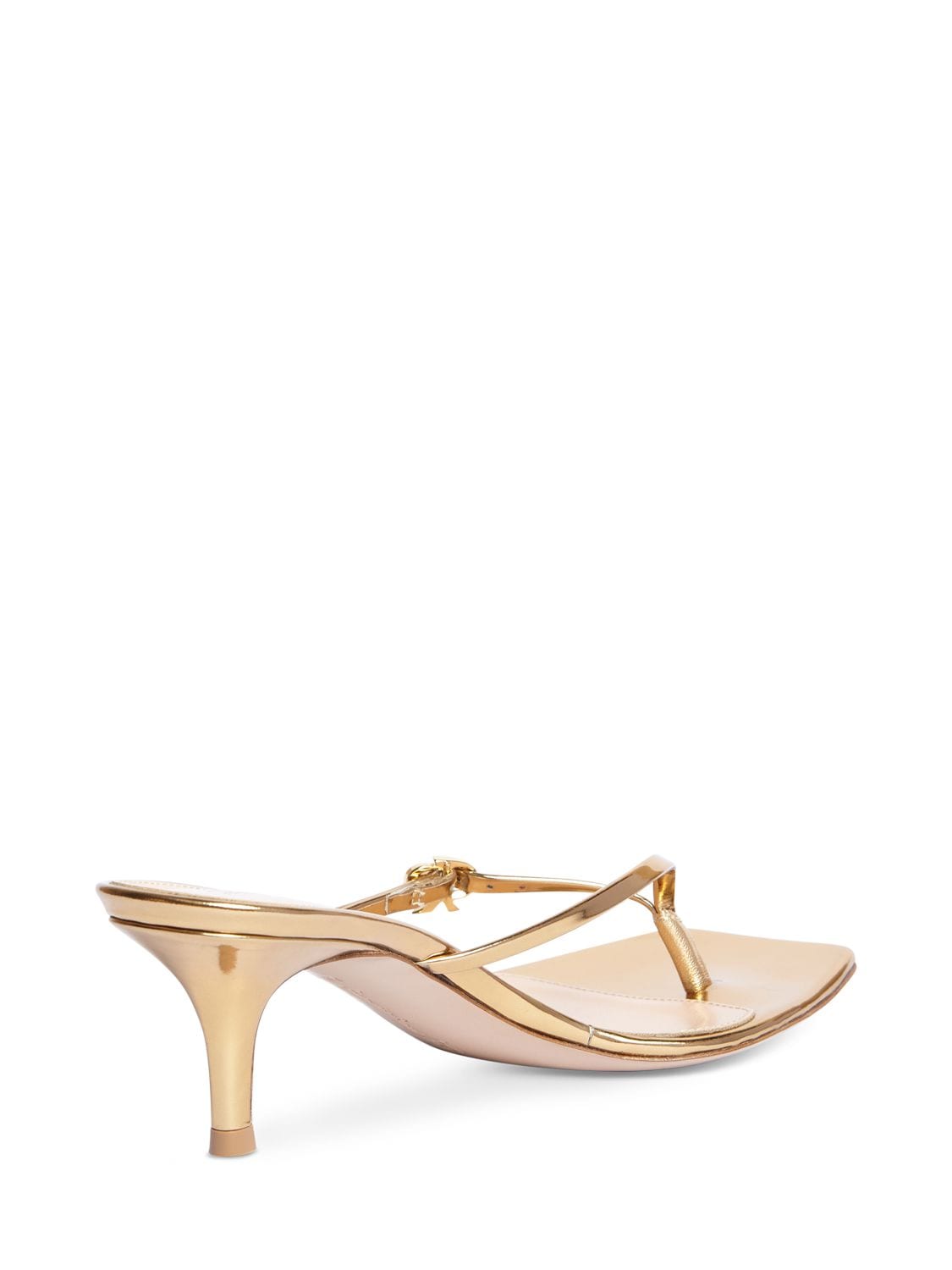Shop Gianvito Rossi 55mm Ribbon Leather Thong Sandals In Gold